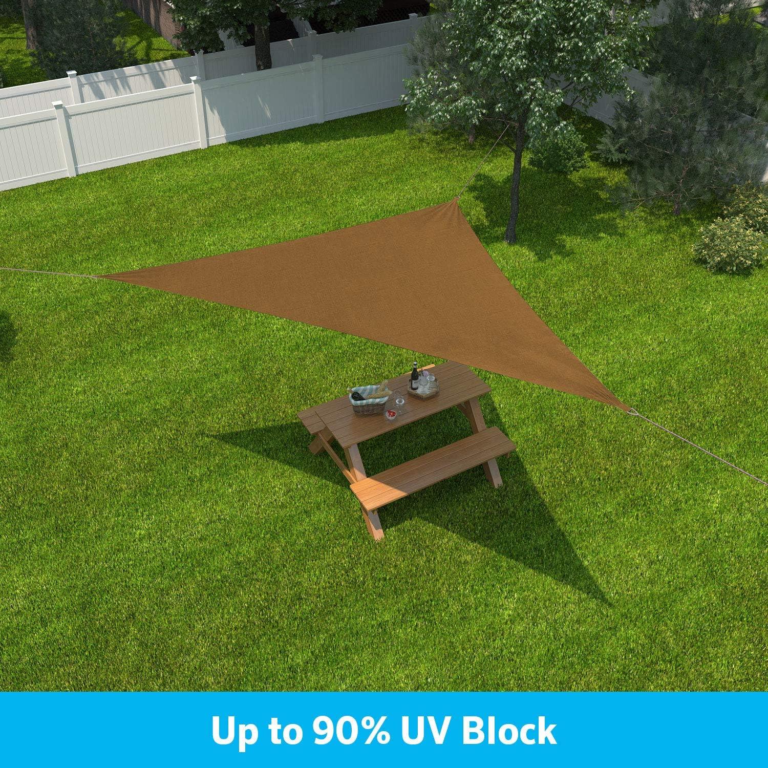 Coolaroo Ready-to-Hang Shade Sail - 90% UV Block Breathable Outdoor Sun Shade with Pre-Attached Ropes for Patios, Gardens & Seasonal Use, 12ft, Triangle, Coca