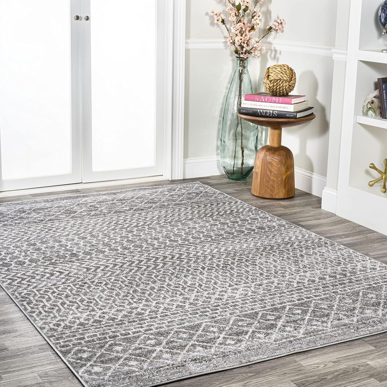 3' x 5' Arta Moroccan Modern Geometric Rug Area Rug, Gray/Cream - JONATHAN Y