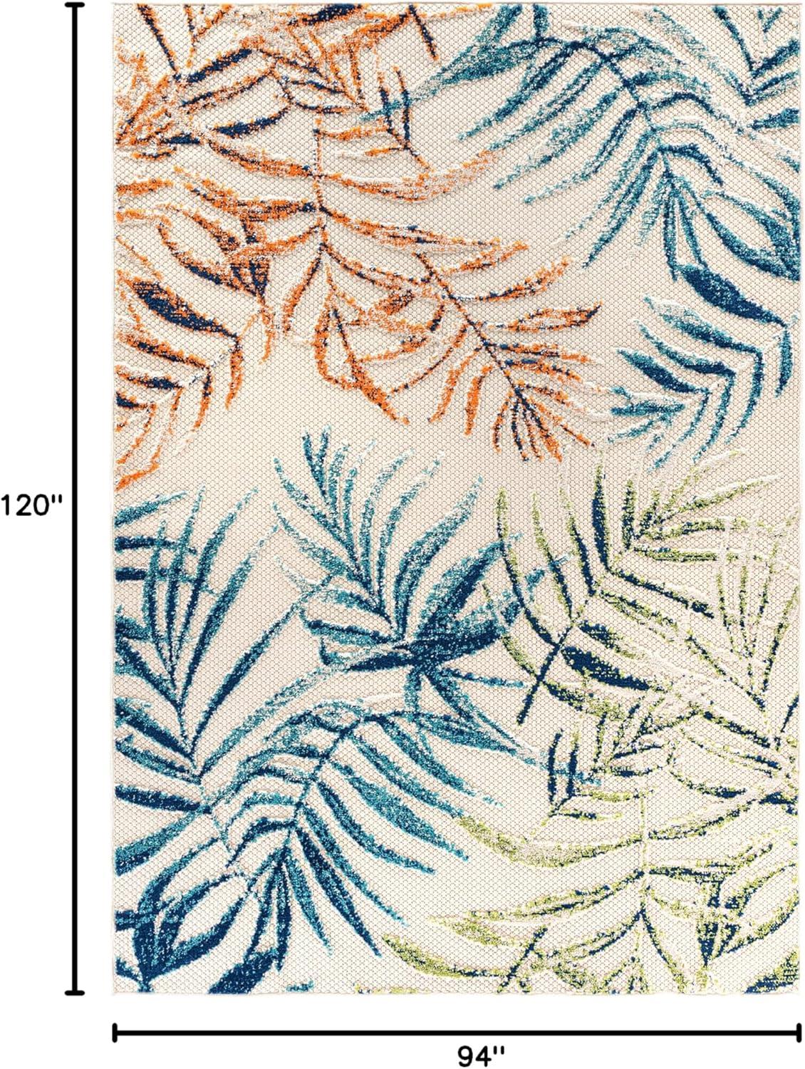 World Rug Gallery Bahama Palm Frond Floral Indoor/Outdoor Area Rug - Multi 7'10" x 10'