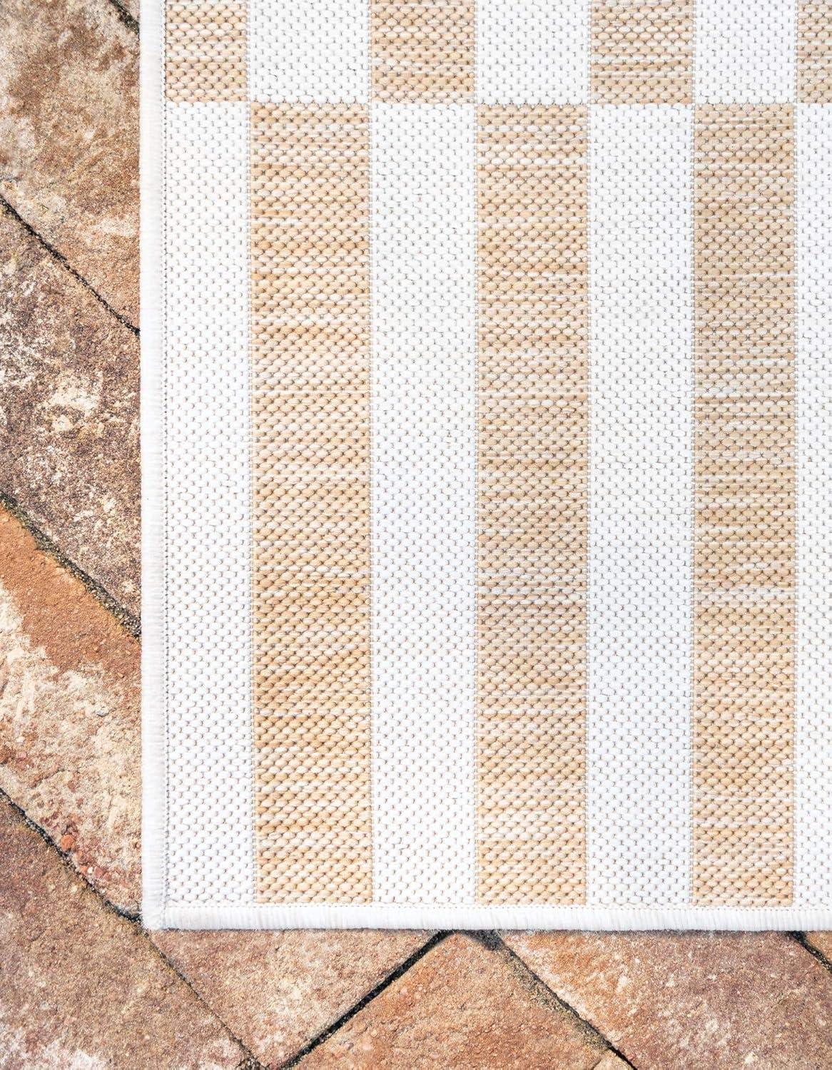 Unique Loom 5' 1 x 8' 0 Rectangle Indoor/Outdoor Striped Taupe Area Rug