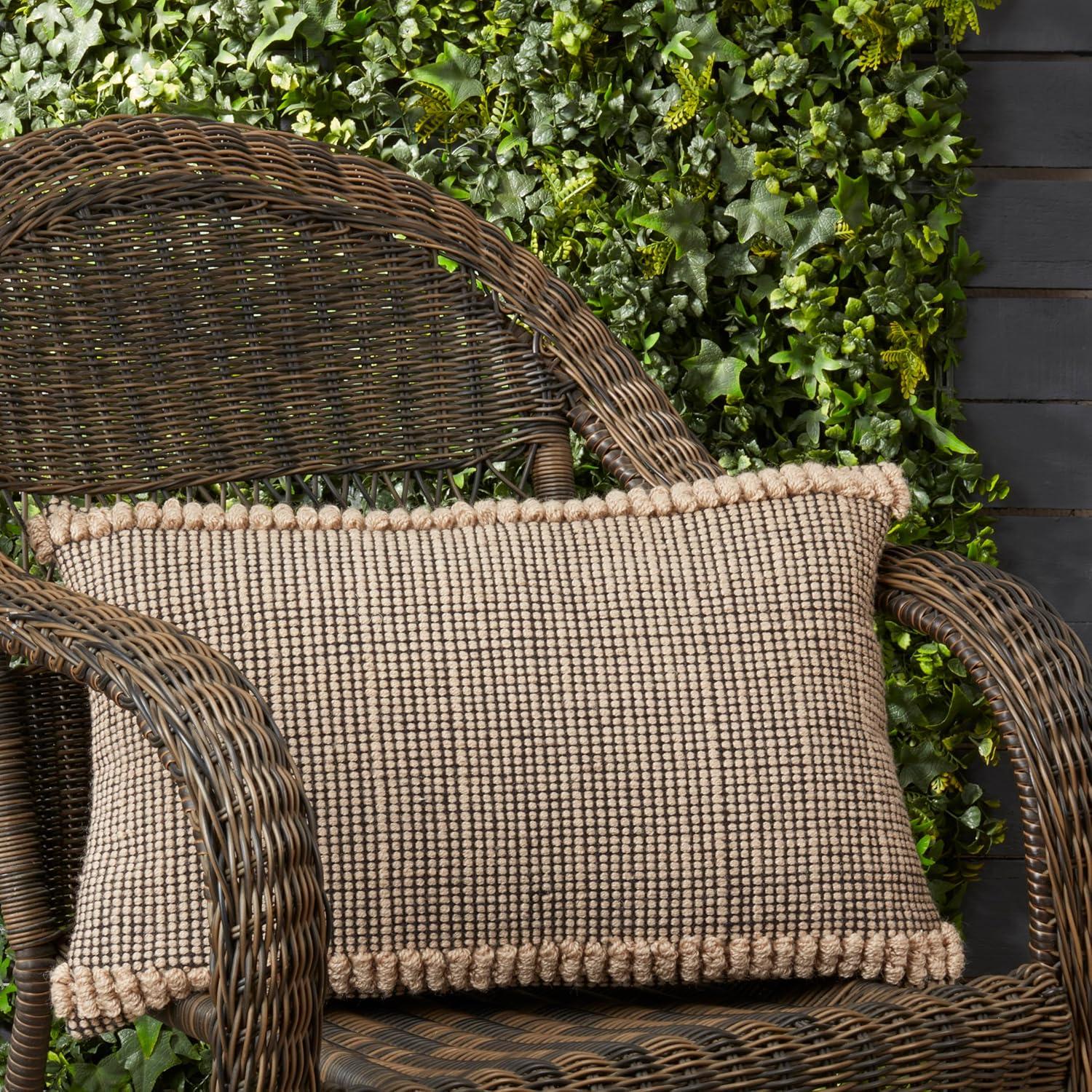 Saro Lifestyle Rustic Charm Outdoor Poly Filled Throw Pillow, Beige, 14"x22"