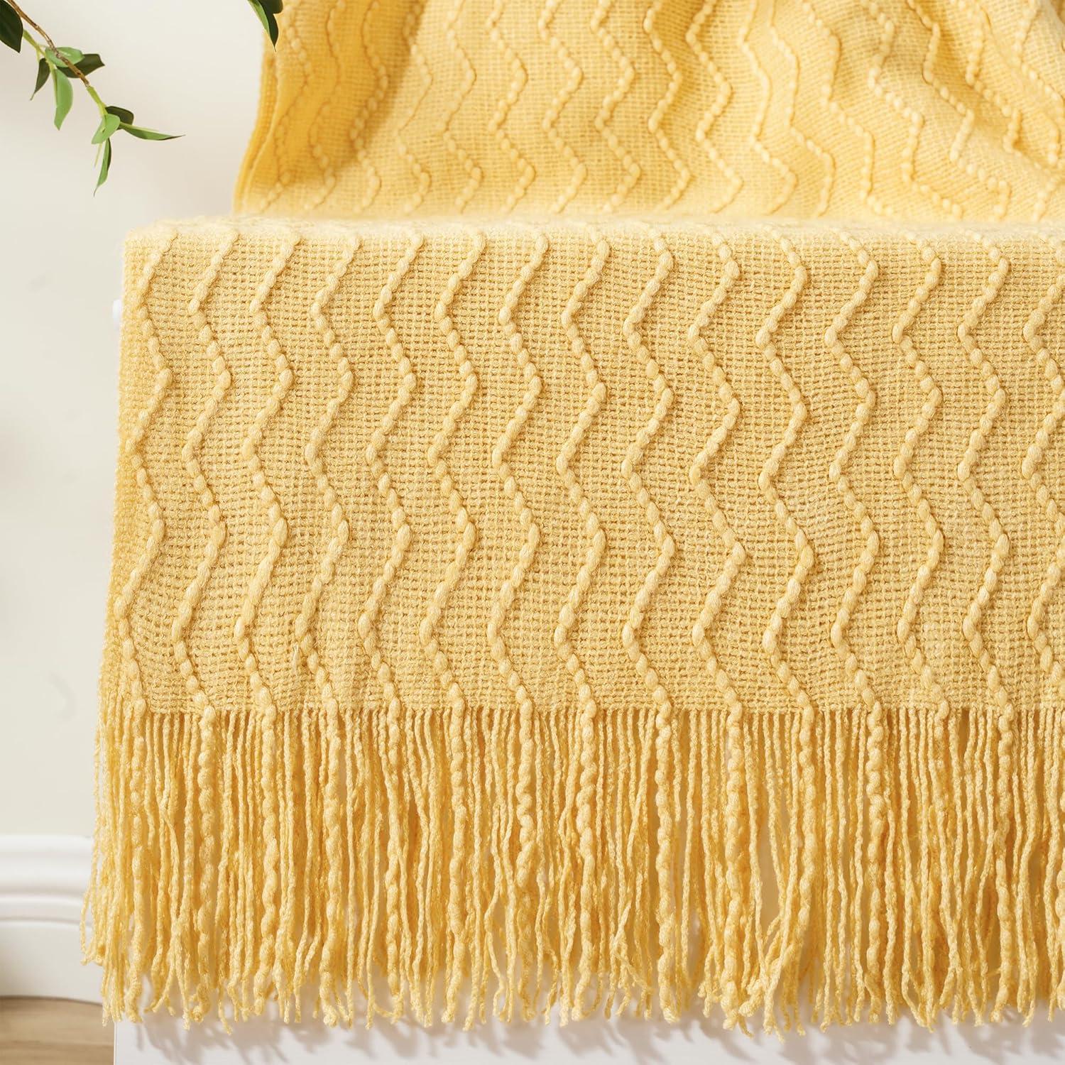 Battilo Home Throw Blanket for Couch, Textured Soft Throw Blankets, Decorative Knitted Blanket for Home Living Room Decor, 50"x60"