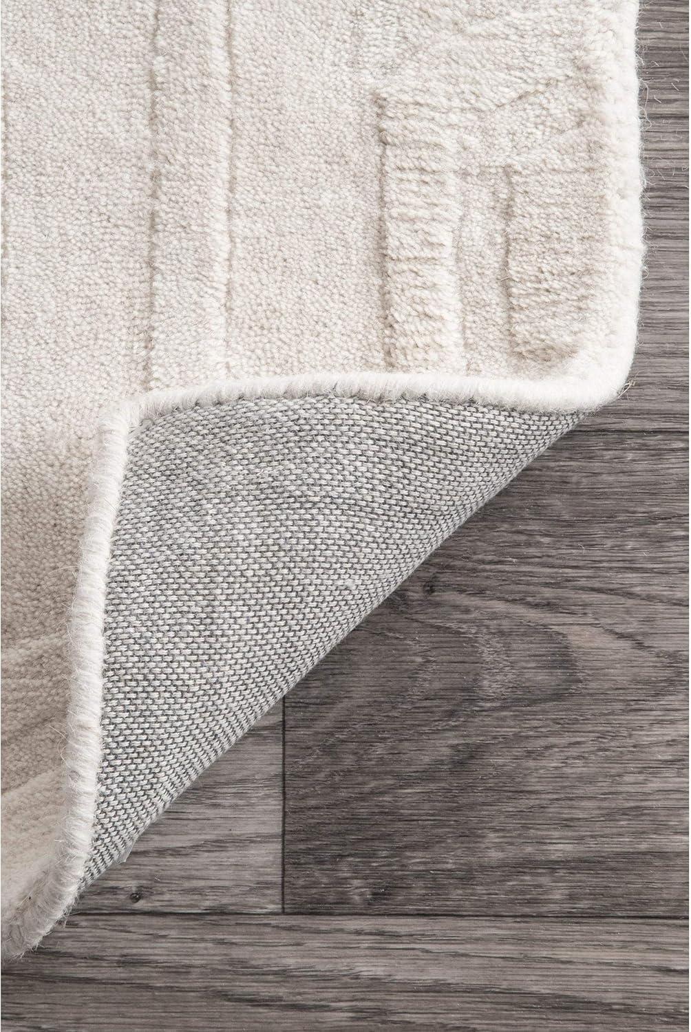 Nuloom Ambrose Geometric 2x8 Wool Runner Indoor Area Rug for Living Room Bedroom Dining Room Entryway Hallway Kitchen, Ivory