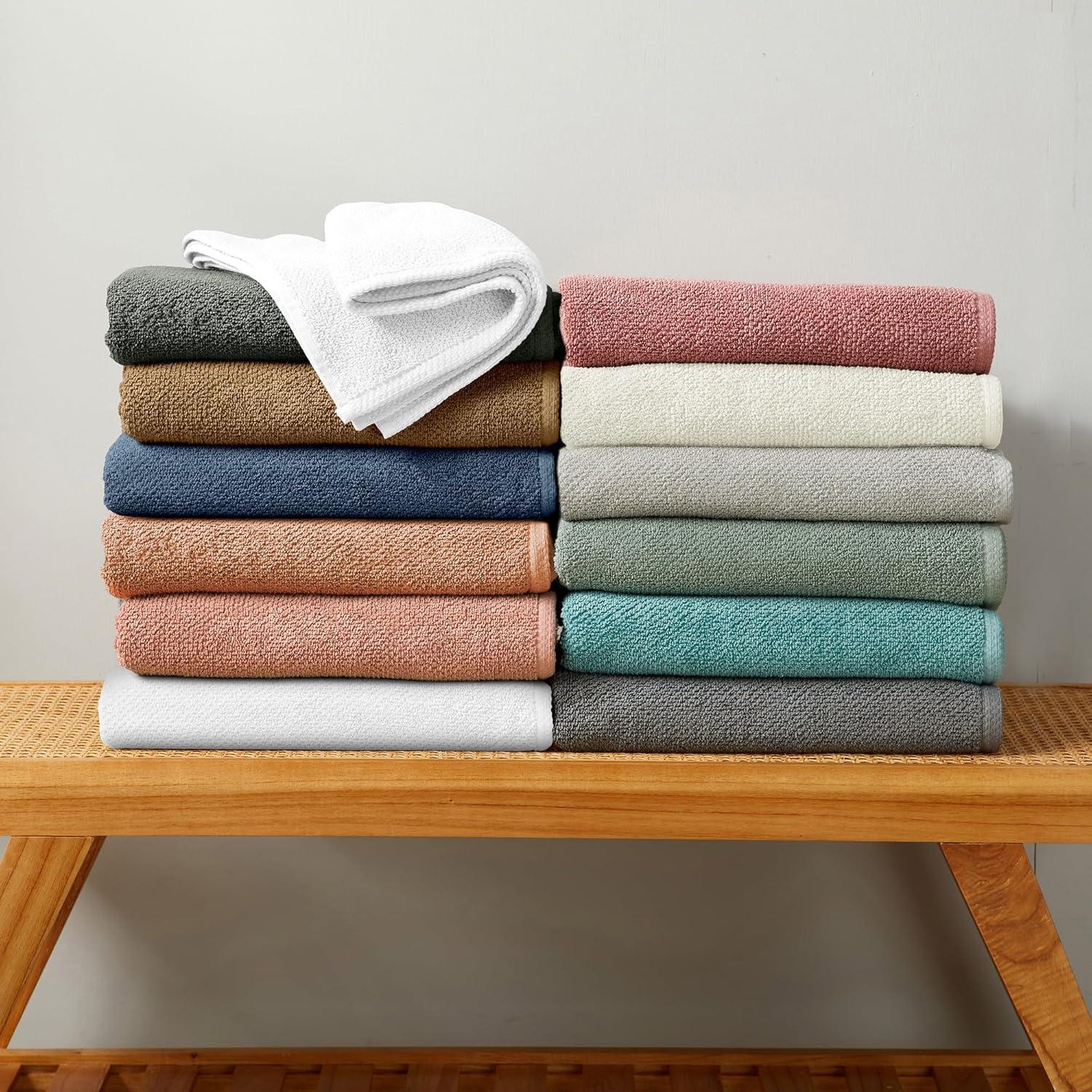 Cotton Quick Dry Textured Single Towel - Great Bay Home (Forest Green, Bath Sheet - Set of 2).