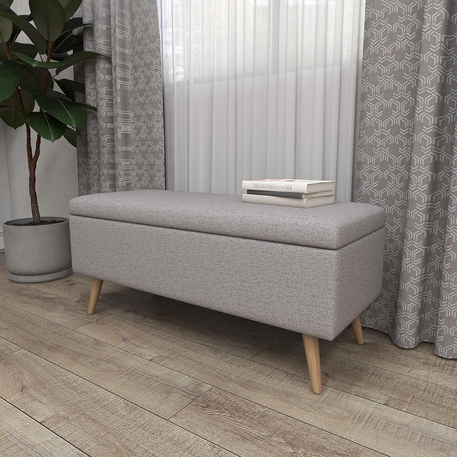 Contemporary Storage Bench Gray - Olivia & May