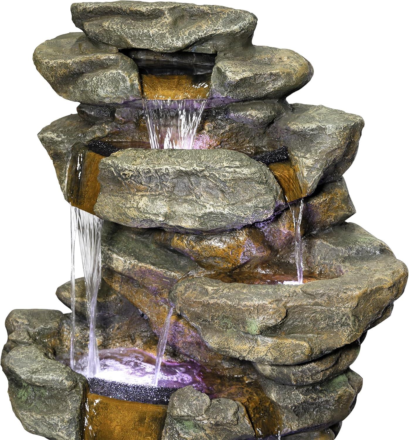 Alpine Corporation 6-Tier Amazonian Water Fountain with LED Lights