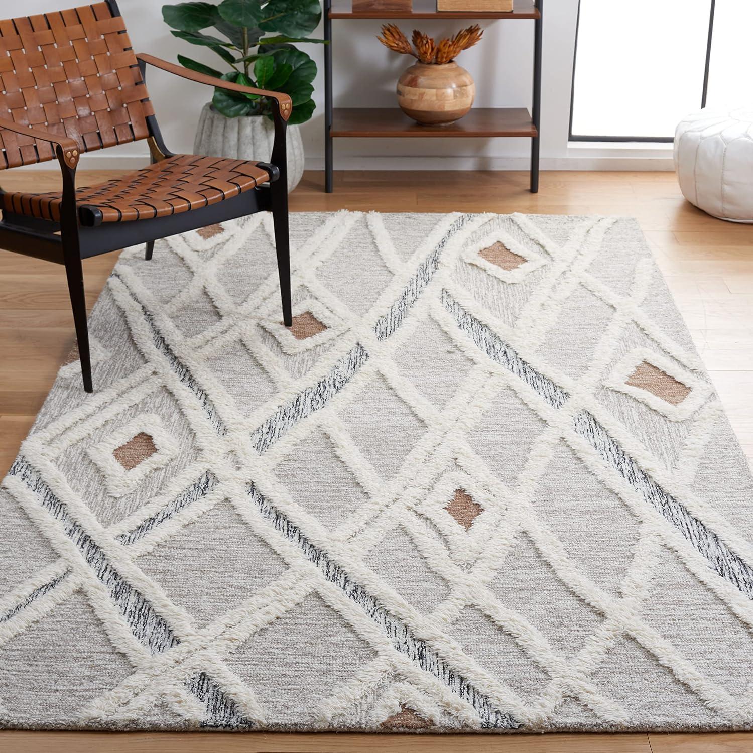 SAFAVIEH Casablanca Amelia Diamond Area Rug, Grey/Ivory, 3' x 5'