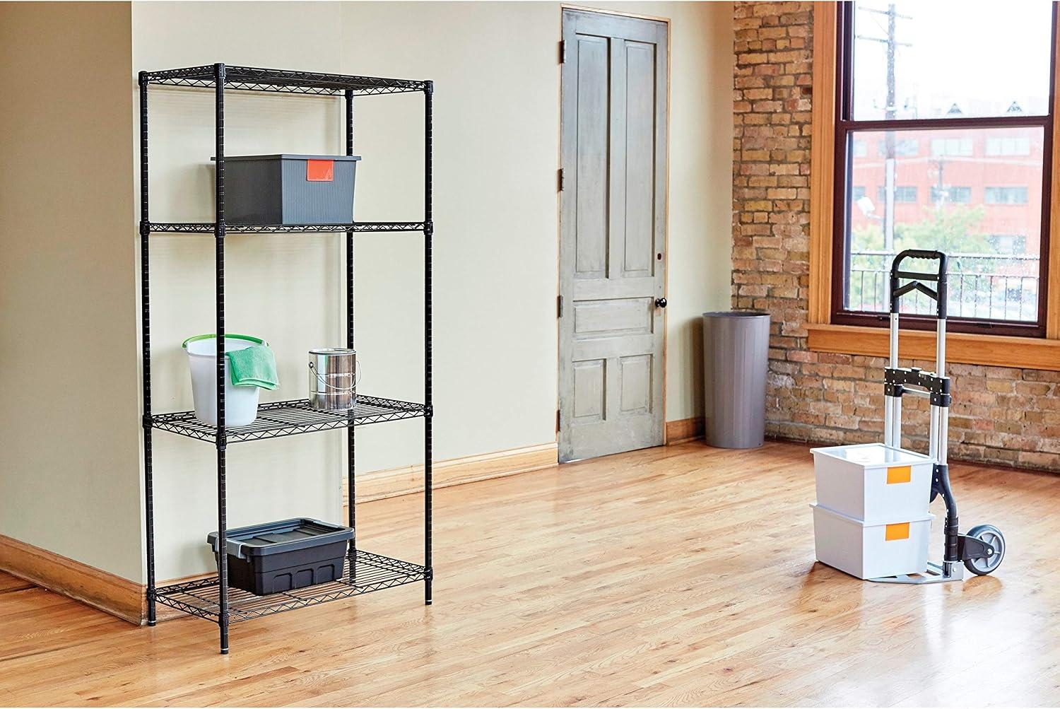 Black Steel Wire 4-Shelf Adjustable Storage Rack