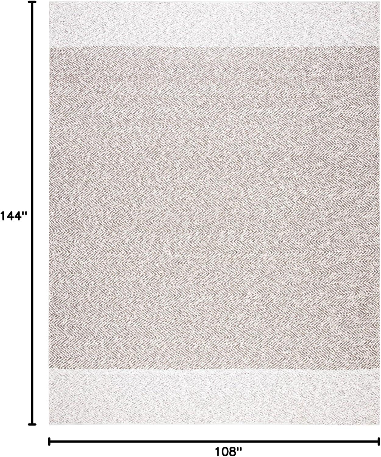 Ivory and Taupe Hand-Tufted Cotton 9' x 12' Area Rug