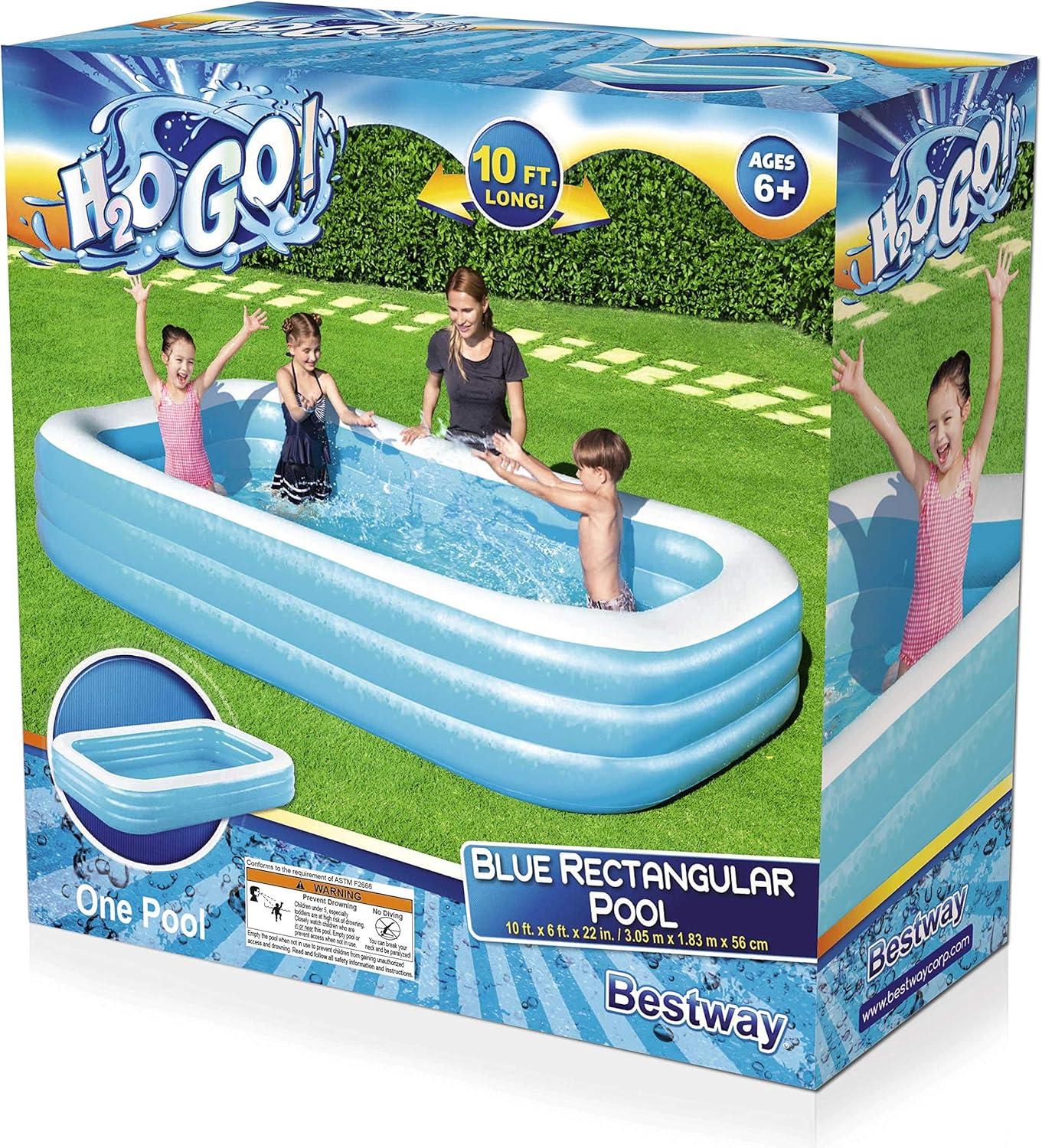 Bestway - H2OGO! Rectangular 10\' Inflatable Family Pool, Blue