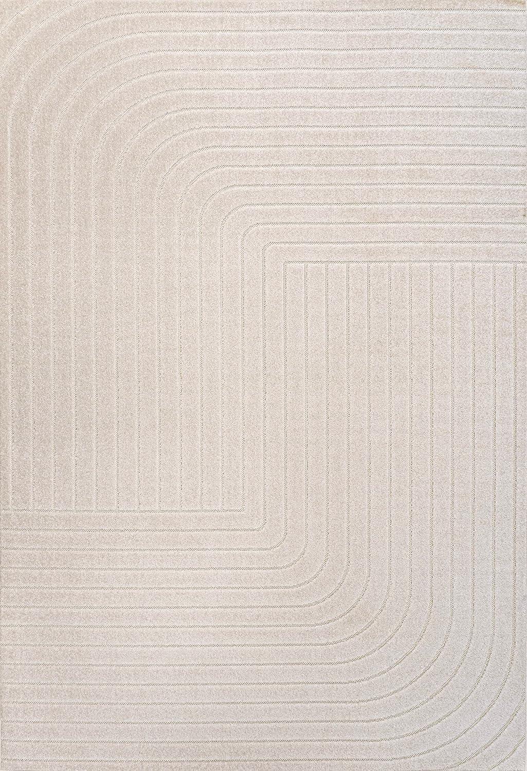 JONATHAN Y Odense High-Low Minimalist Angle Geometric Ivory/Cream 4 ft. x 6 ft. Indoor/Outdoor Area Rug