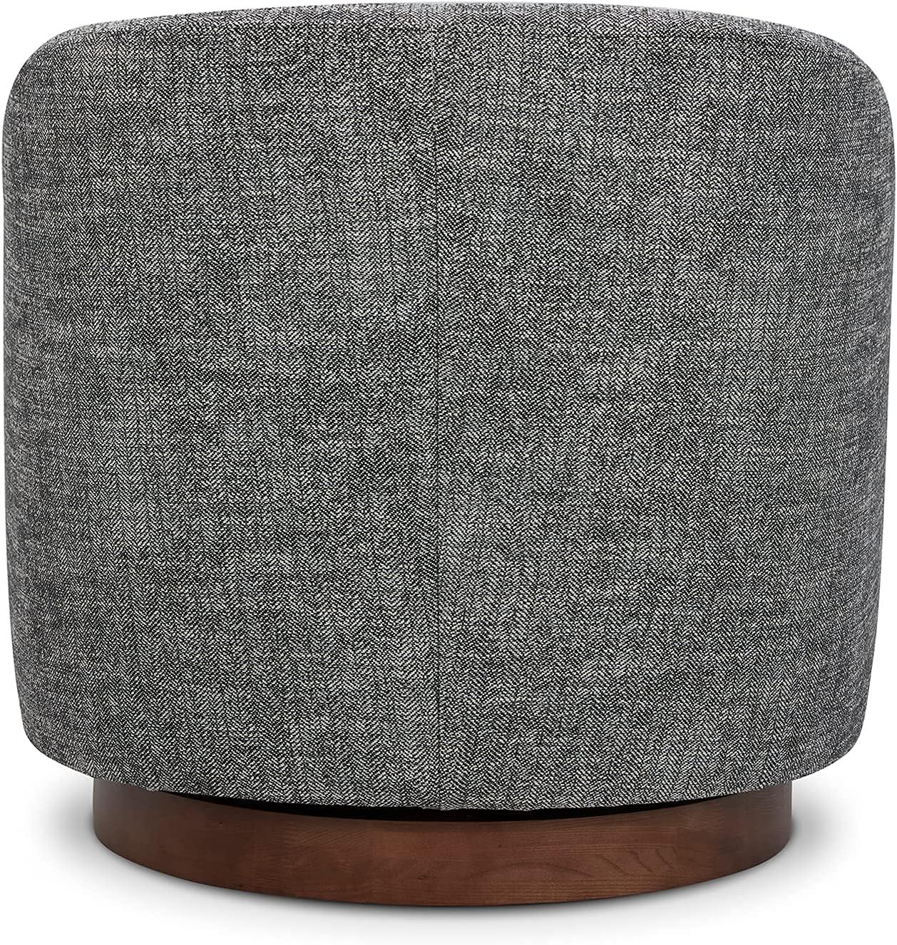 Nereus Dark Gray Fabric Swivel Accent Arm Chair with Wood Base