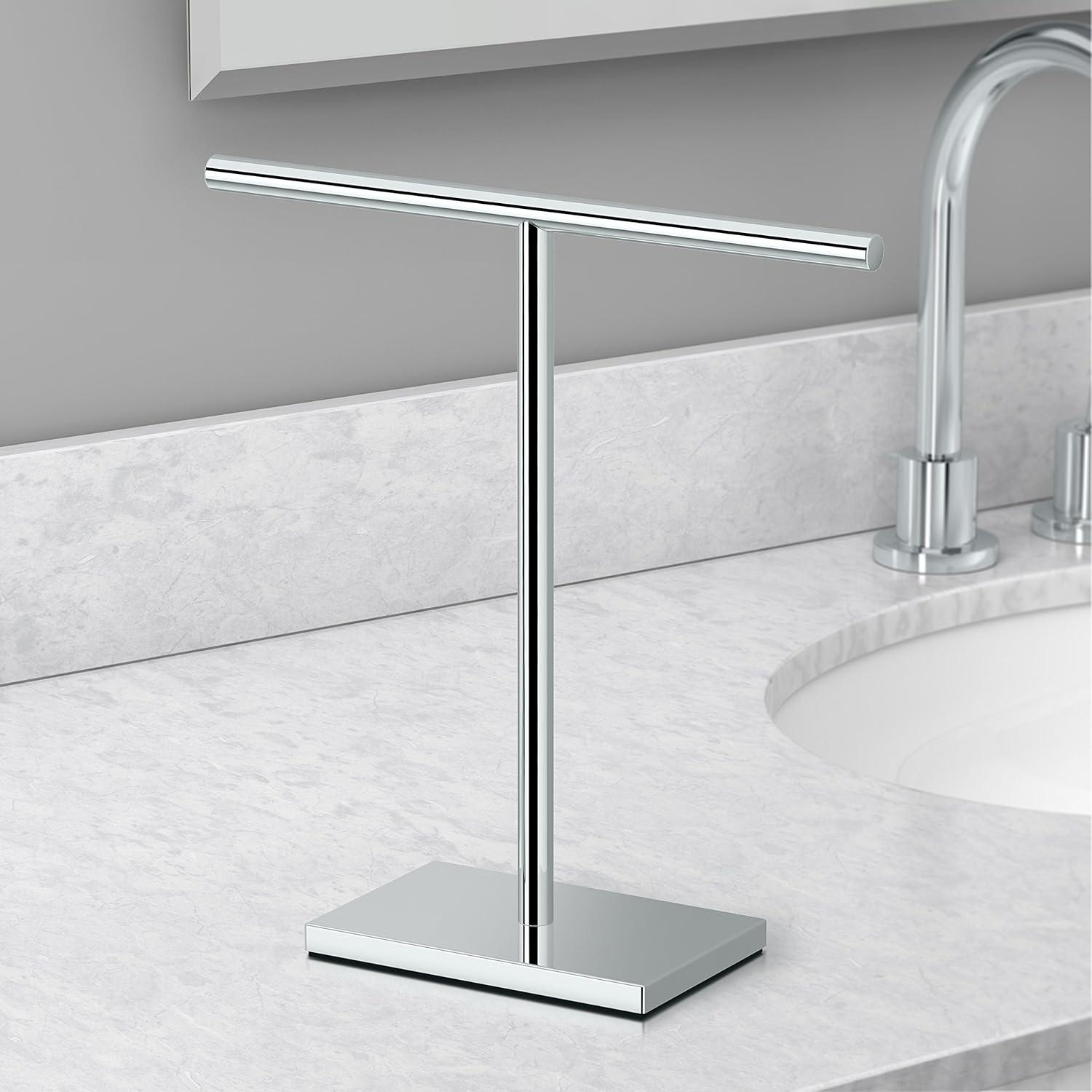 Freestanding Countertop Hand Towel Holder | 11.13"H x 10.50"W Weighted Base Towel Rack Stand