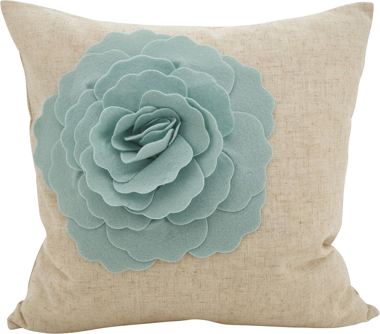 Saro Lifestyle Lotus Flower Felt Poly Filled Throw Pillow