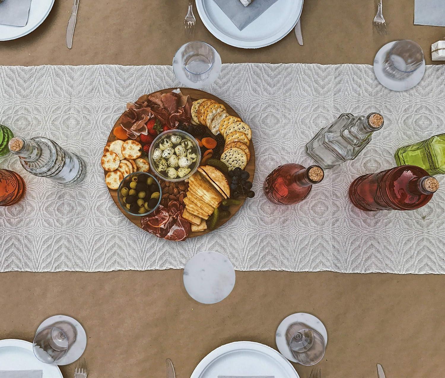 Farmhouse Decor Marble Coasters for Drinks - Kitchen Table Drink Coaster Set of 4-4" Diameter (Round White)