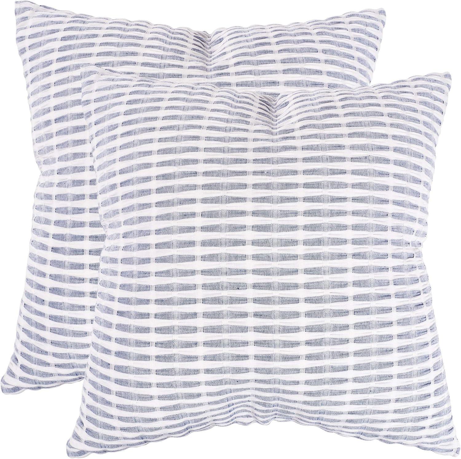 KAF Home Pleated Please Striped Cotton Pillow Cover (Set of 2)