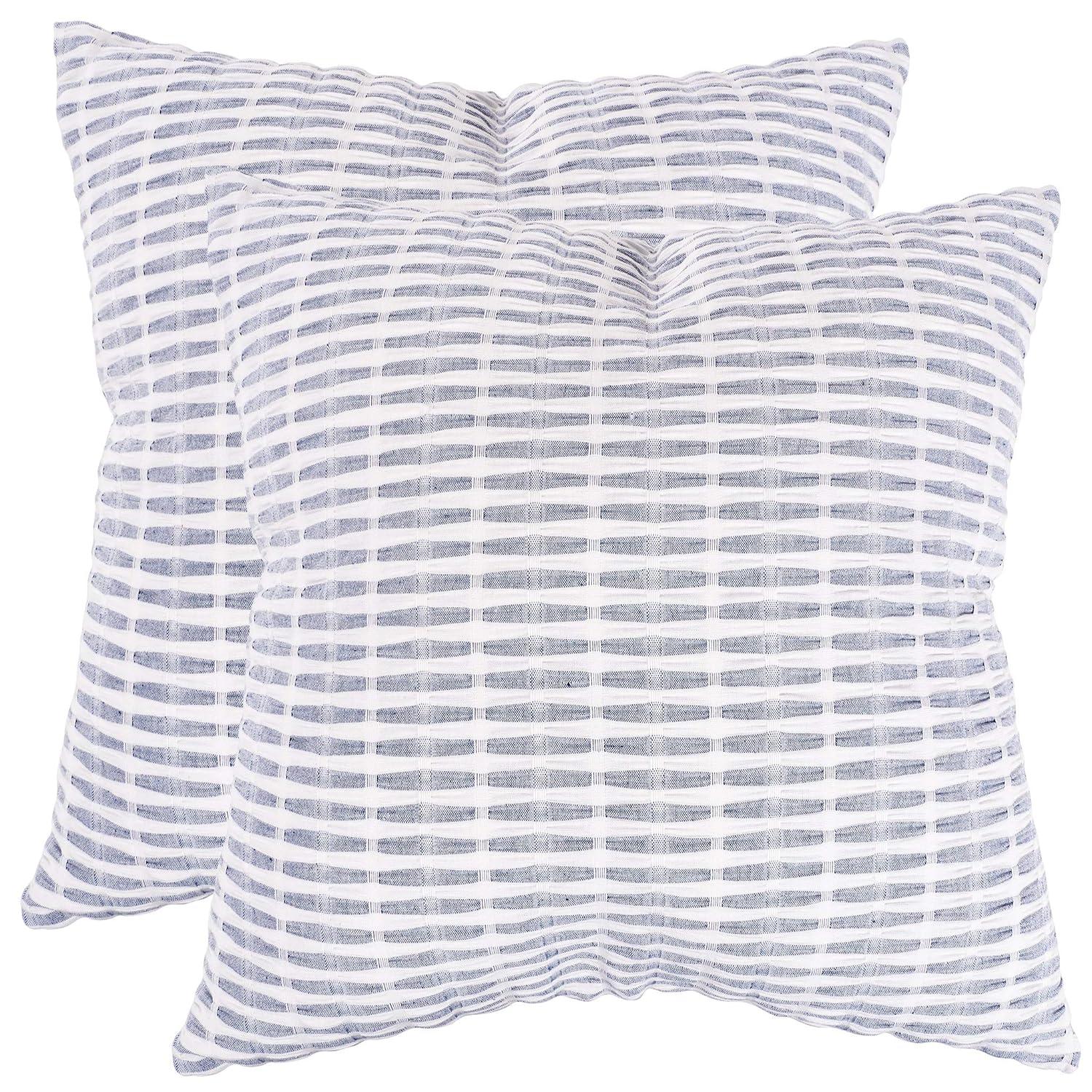 KAF Home Pleated Please Striped Cotton Pillow Cover (Set of 2)