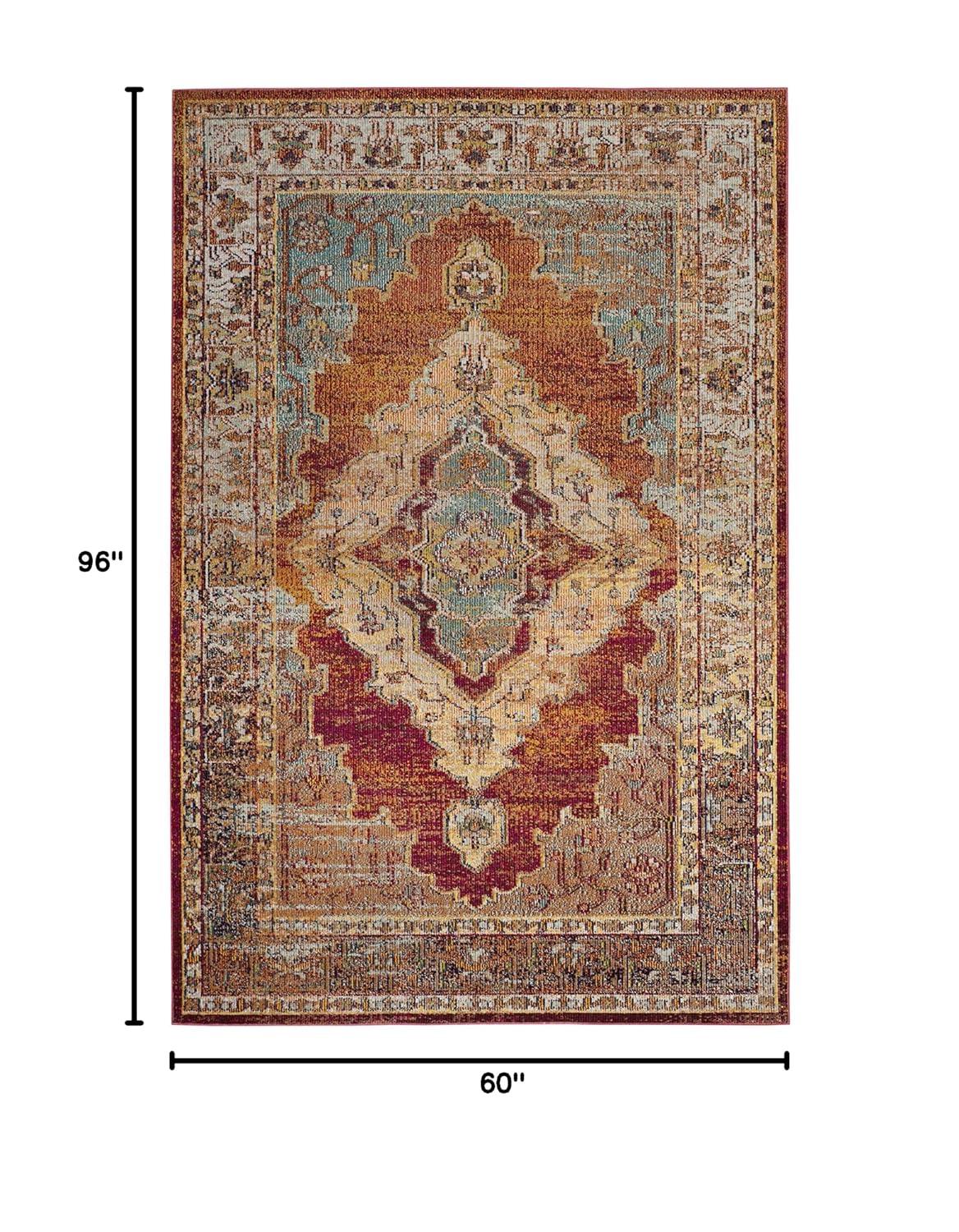 Crystal CRS500 Power Loomed Area Rug - Orange/Light Blue - 5'x8' - Safavieh.