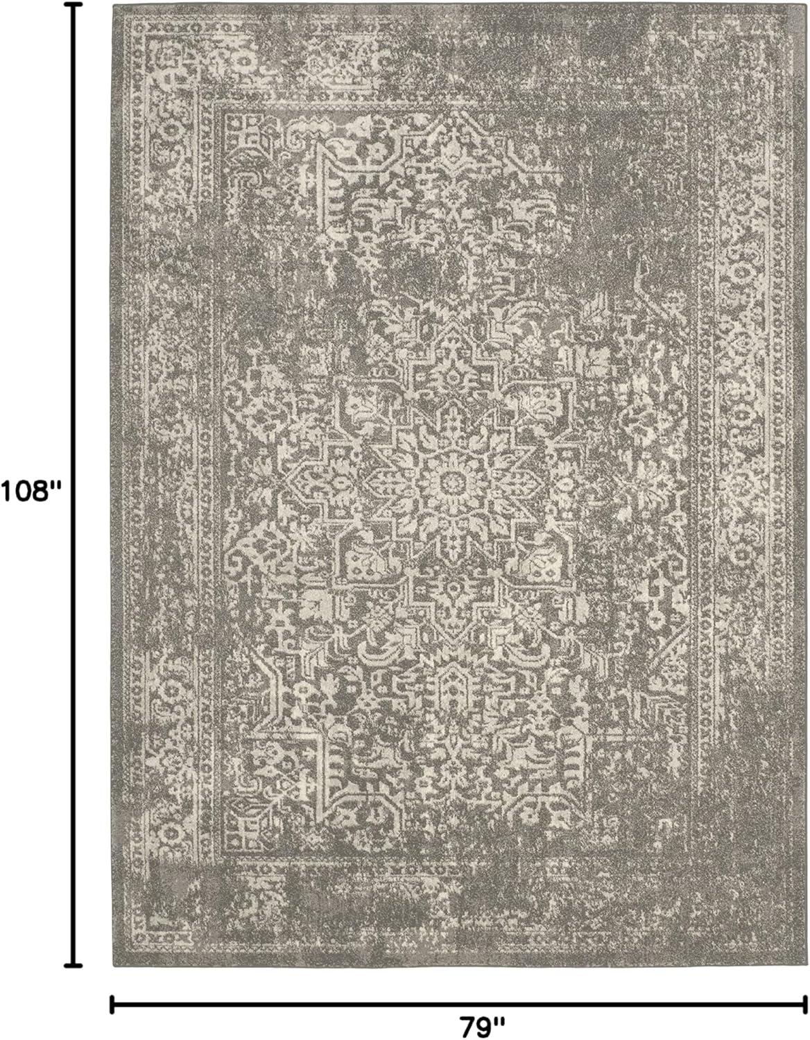 Evoke EVK256 Power Loomed Indoor Area Rug - Silver/Ivory - 6'7"x9' - Safavieh