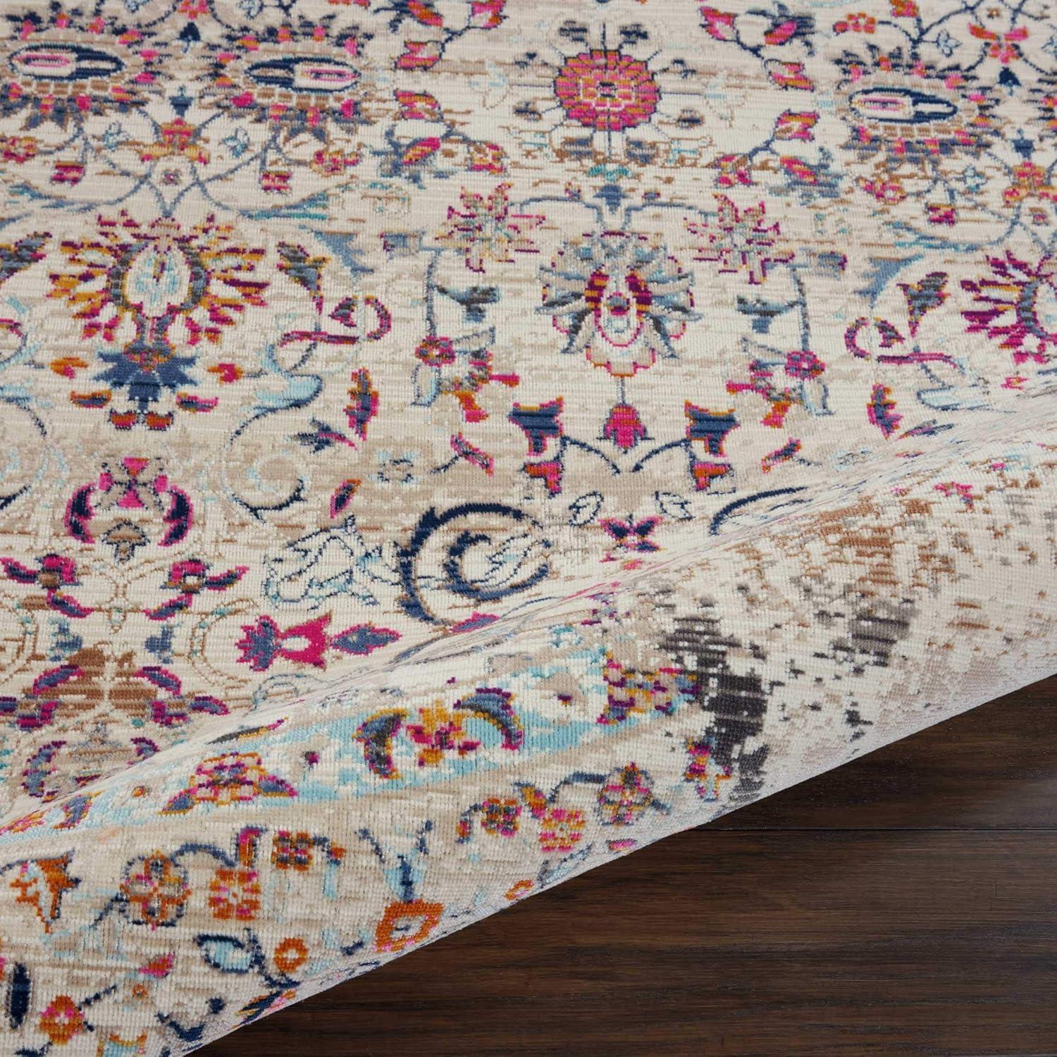 Nourison Vintage Kashan VKA02 Ivory/Light Blue/Orange Indoor Area Rug - 6' x ROUND