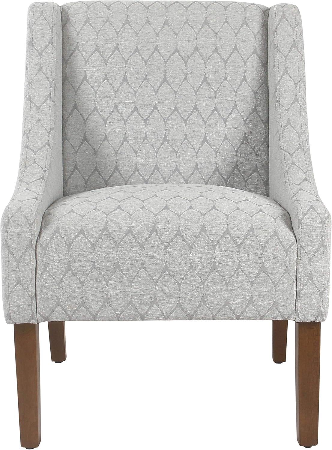 Modern Geometric Swoop Accent Chair in Textured Gray with Wood Legs