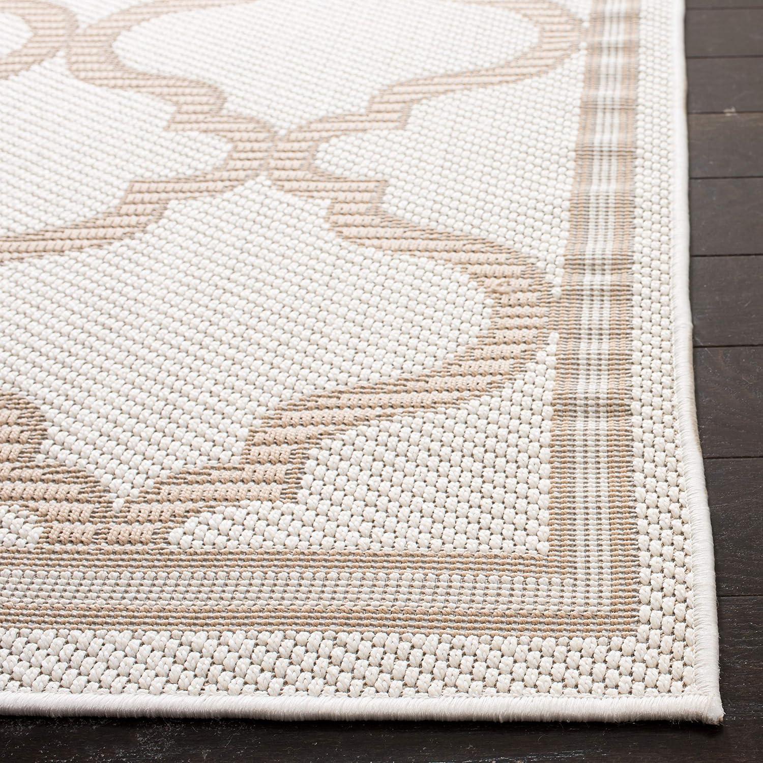 SAFAVIEH Bermuda Tamaya Geometric Machine Washable Indoor/Outdoor Area Rug, Ivory/Beige, 8' x 10'