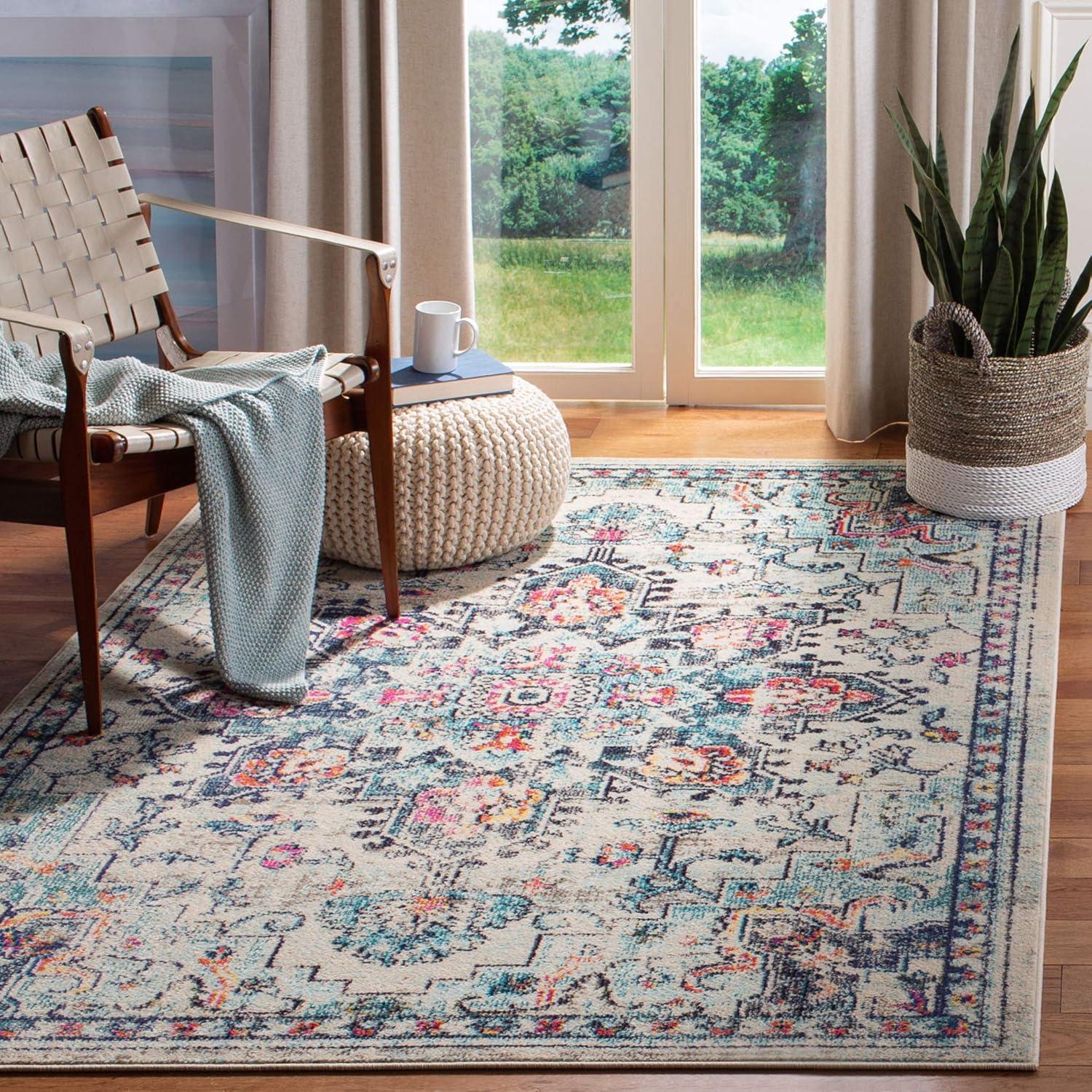 Madison MAD473 Power Loomed Indoor Area Rug - Cream/Blue - 5'3"x7'6" - Safavieh
