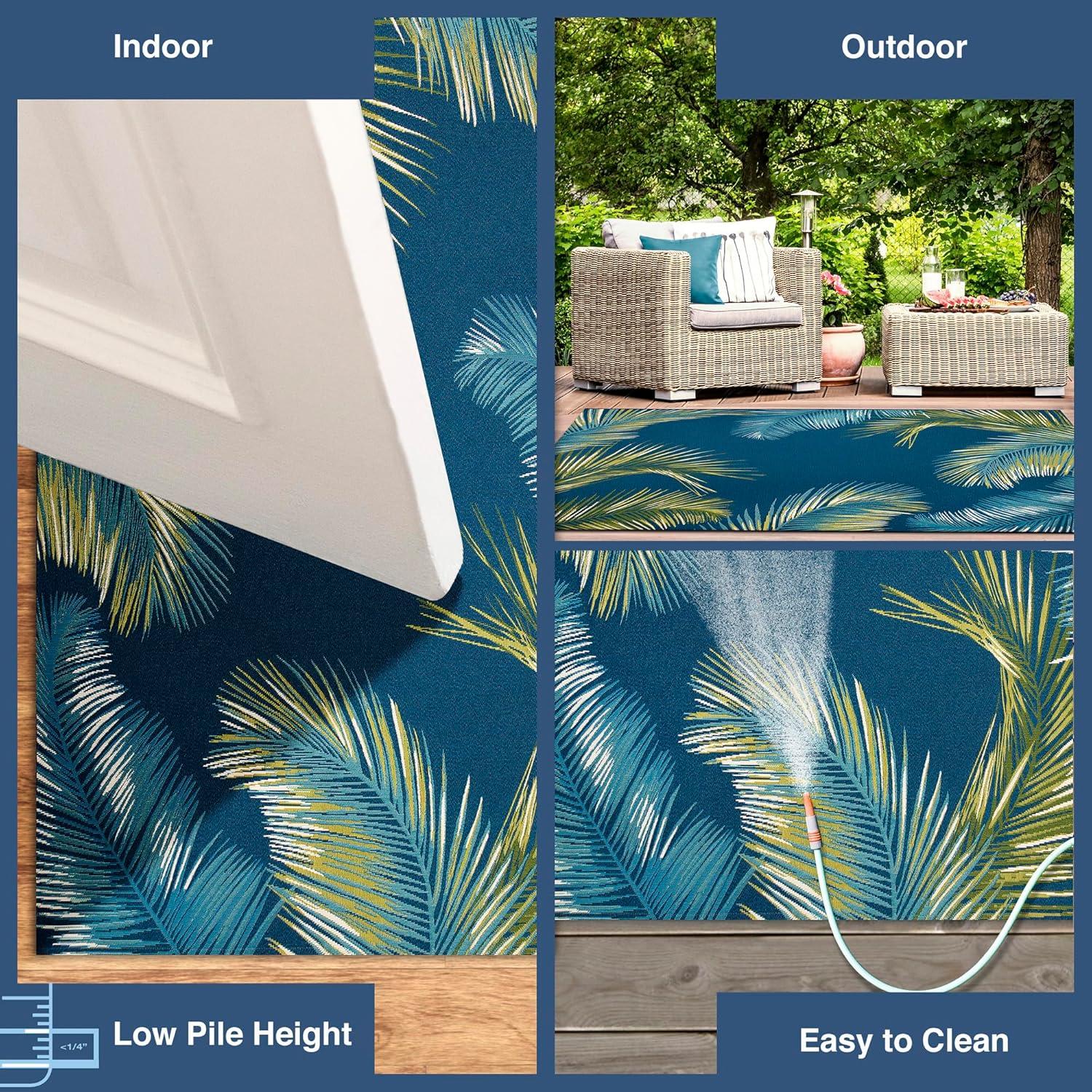 Shira Floral Navy/Green Indoor / Outdoor Area Rug