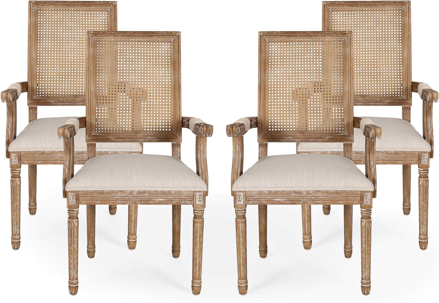 Set of 2 Maria French Country Wood and Cane Upholstered Dining Chairs - Christopher Knight Home