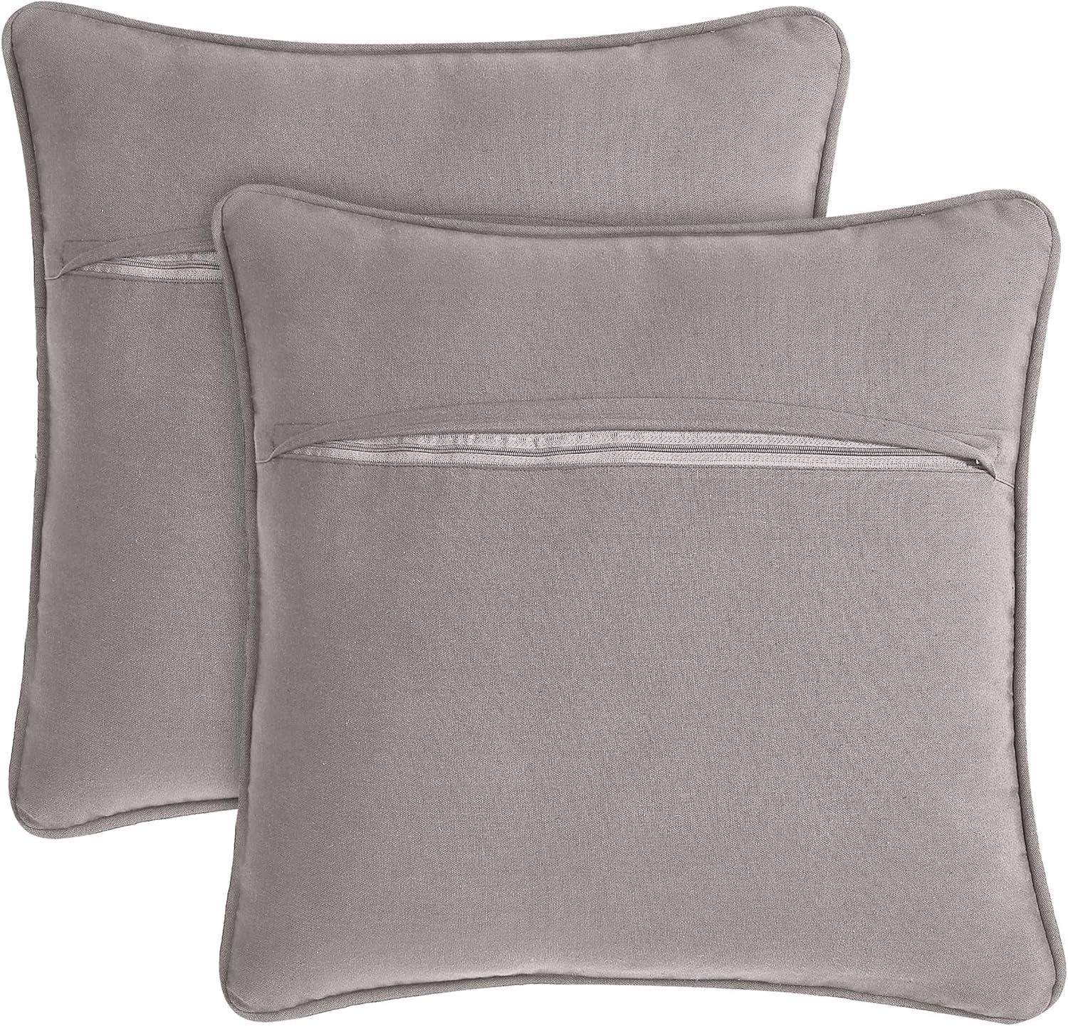Boho Gray and Beige Cotton Jute Textured Throw Pillow Set