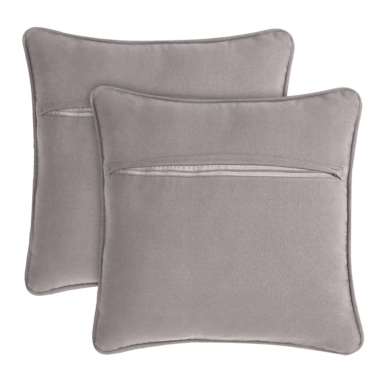 Boho Gray and Beige Cotton Jute Textured Throw Pillow Set