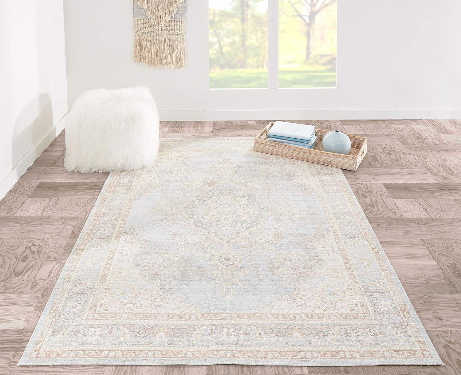 Isabella Charli Braided Blue Synthetic Rectangular Rug - 2' x 3'