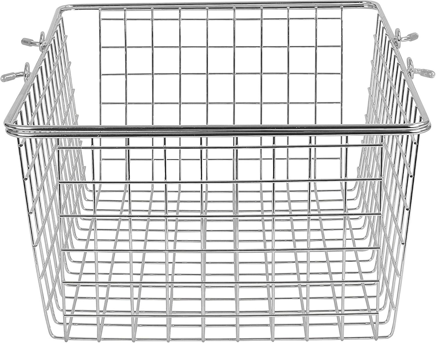 Modern Farmhouse Chrome Wire Storage Basket with Rubberized Handles