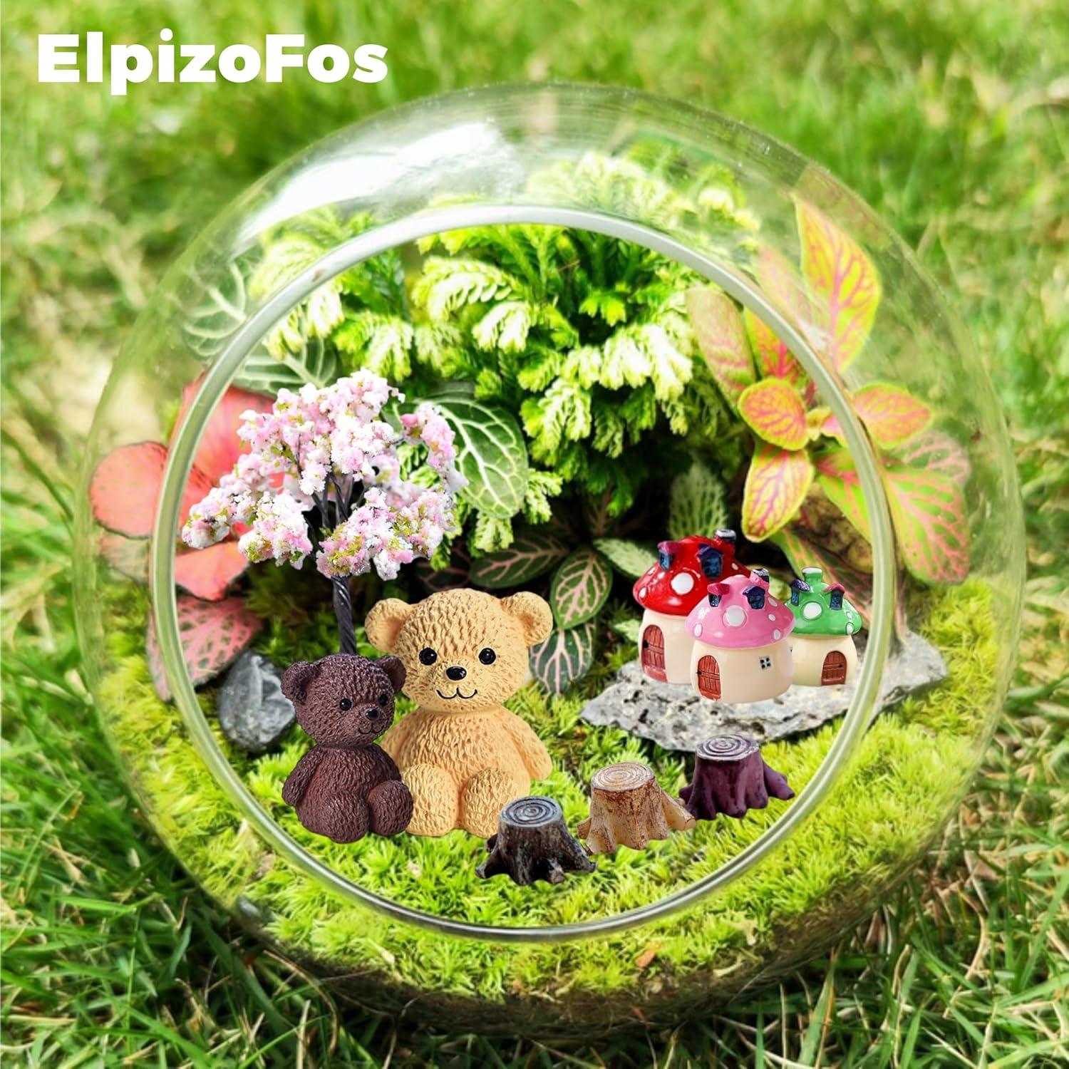 132pcs Fairy Garden Accessories Kit Miniature Animals,Tree,Fence,House Figurines Ornament Statue Craft for DIY Garden Micro Landscape Bonsai Dollhouse Decoration