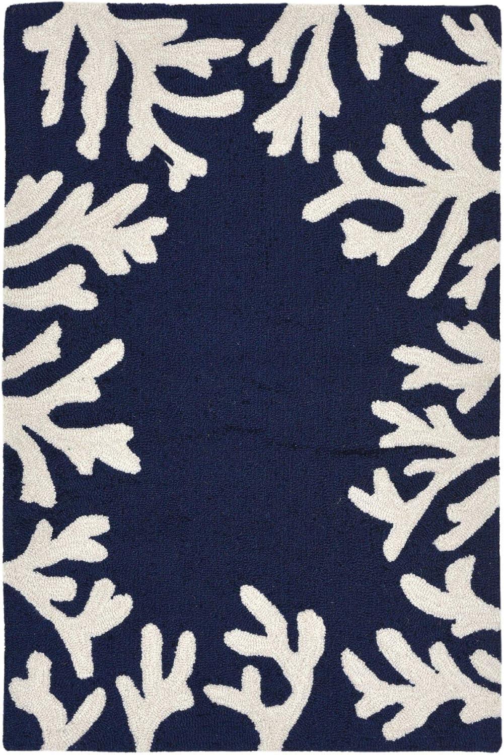 Liora Manne Capri Coral Border Indoor Outdoor Area Rug Navy