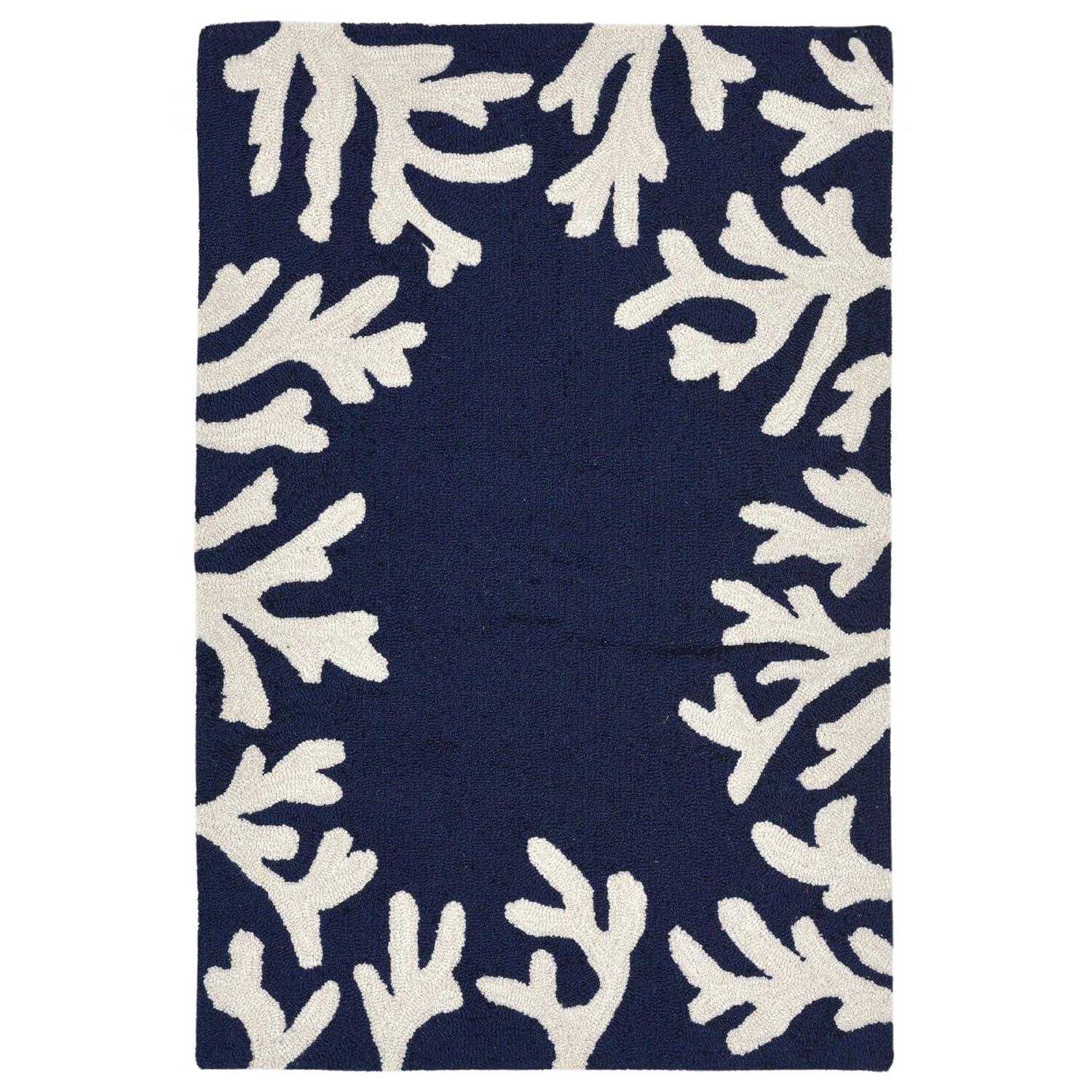 Liora Manne Capri Coral Border Indoor/Outdoor Rug Navy 2'6" x 4'