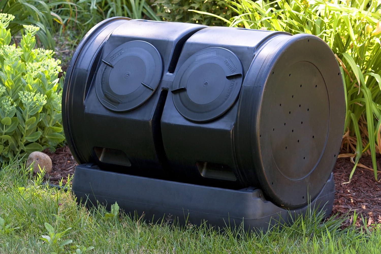 Good Ideas Compost Wizard 50 Gallons Plastic Outdoor Tumbler Composter with Latching Lid