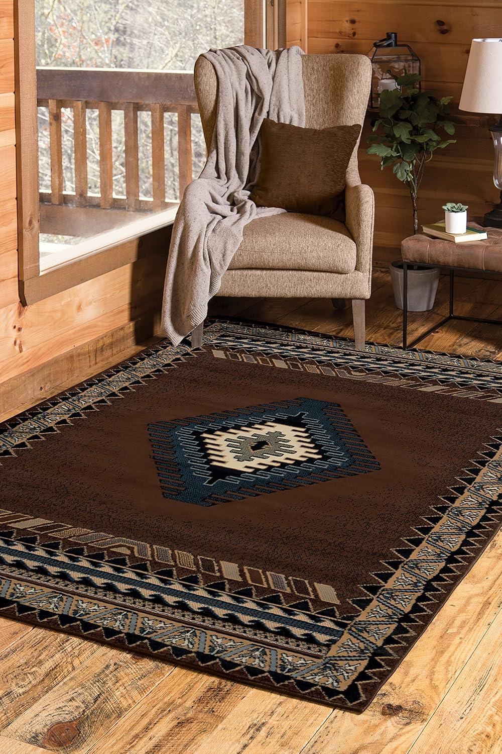 Brown Southwestern Polypropylene Runner Rug 2' x 8'