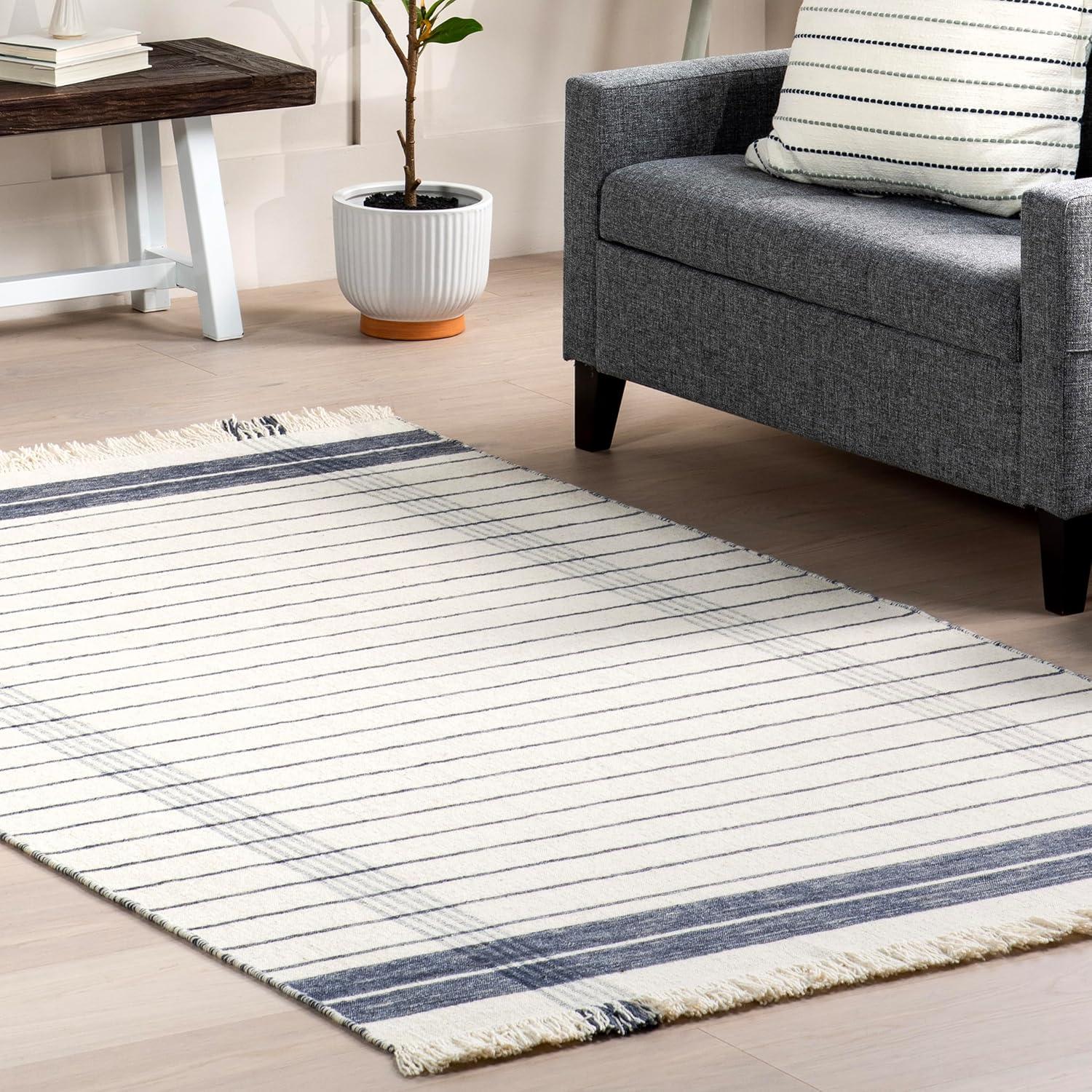 Nuloom Celena Striped Wool Fringe Indoor Area Rug