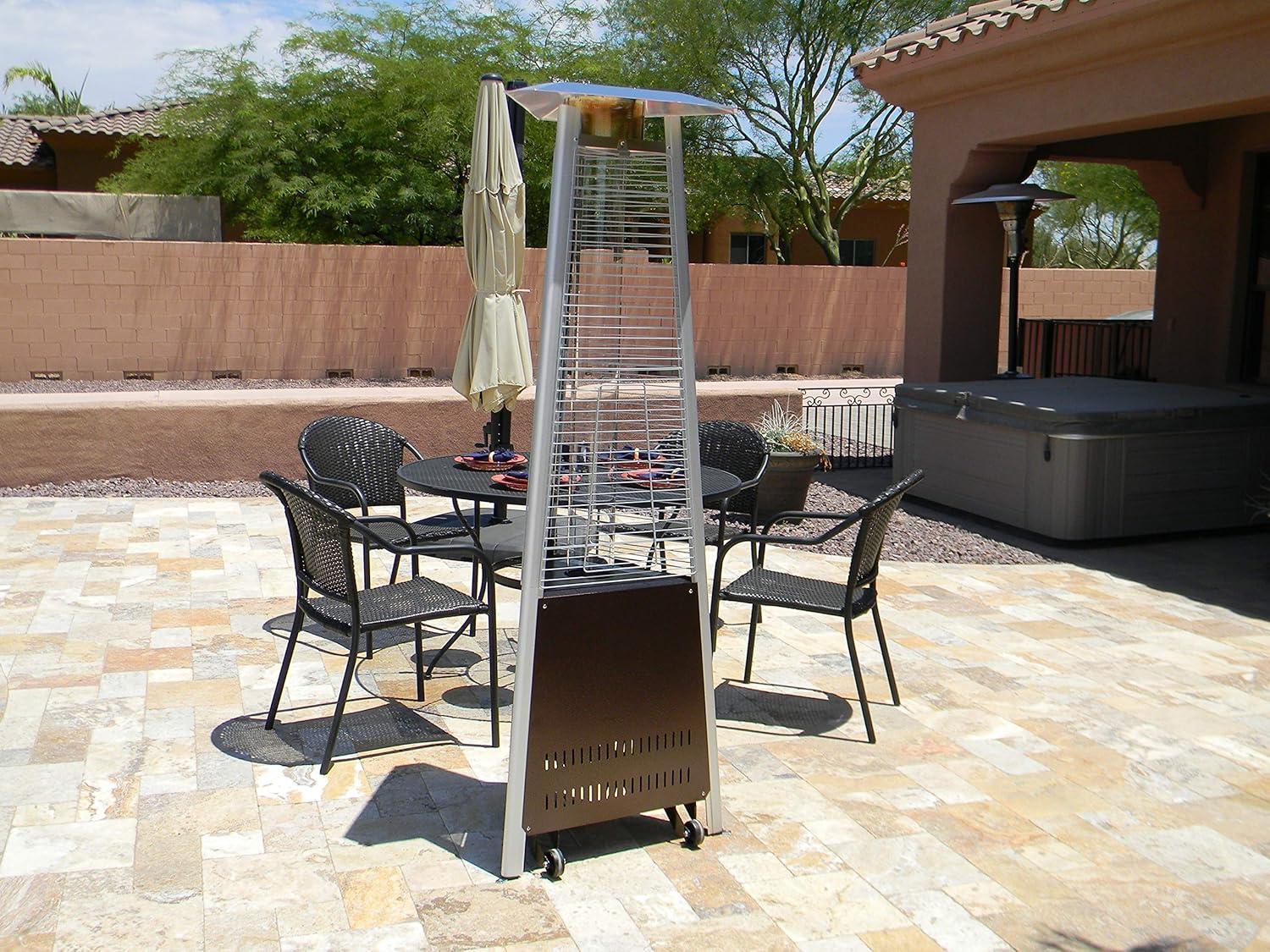 Hiland HLDS01-MGTHG Quartz 40,000 BTU Patio Heater Pyramid, Hammered Bronze