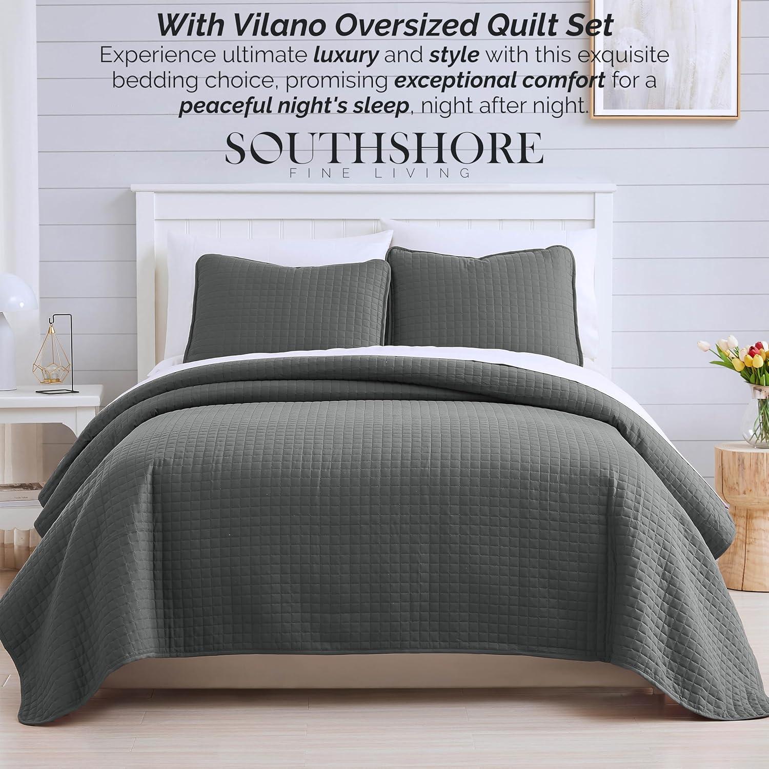 Southshore Fine Living, Inc. Oversized, Lightweight, Square embroidered Quilt Set