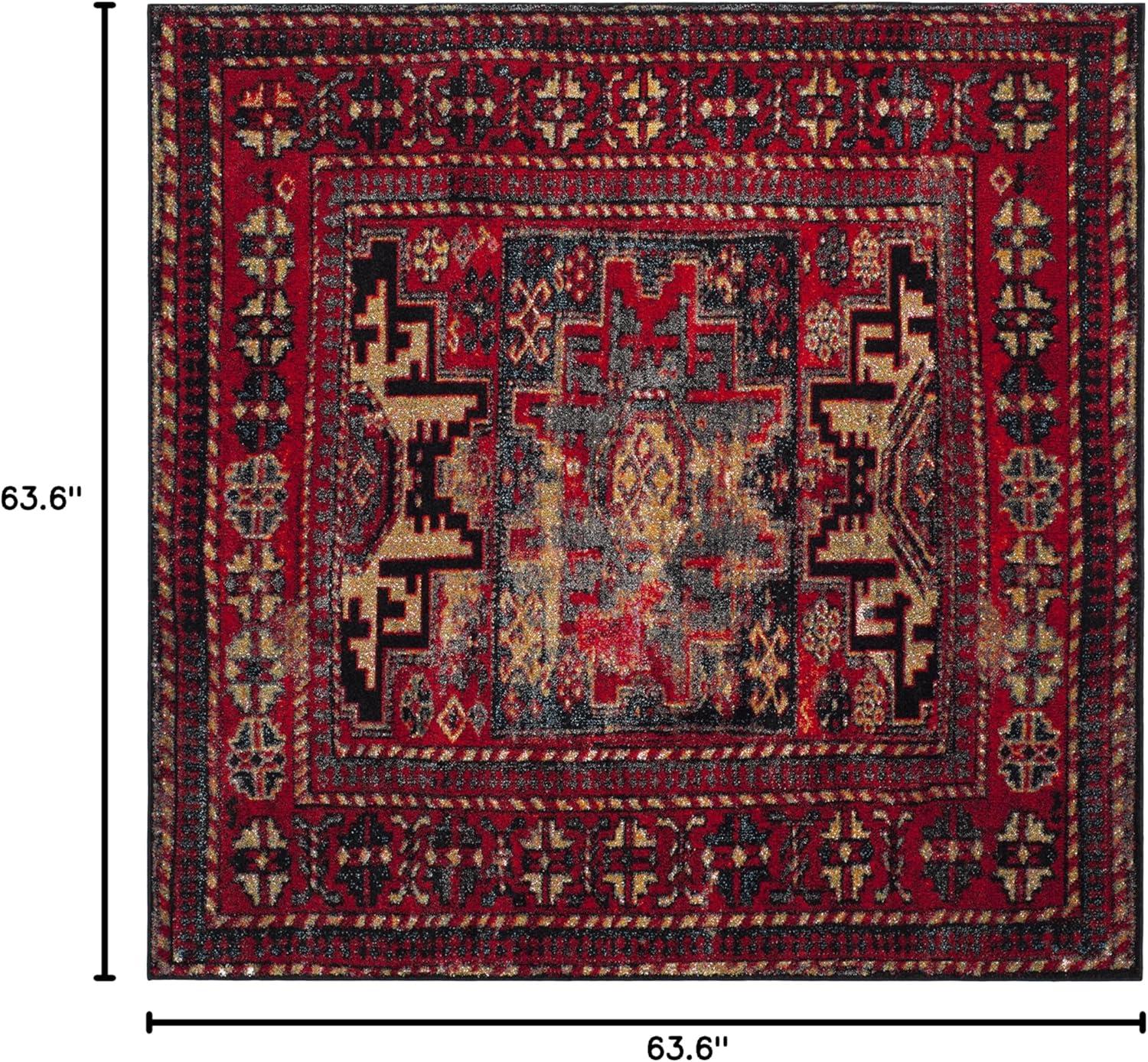 Vintage Hamadan VTH213 Power Loomed Indoor Area Rug - Red/Multi - 5'3"x5'3" - Safavieh.