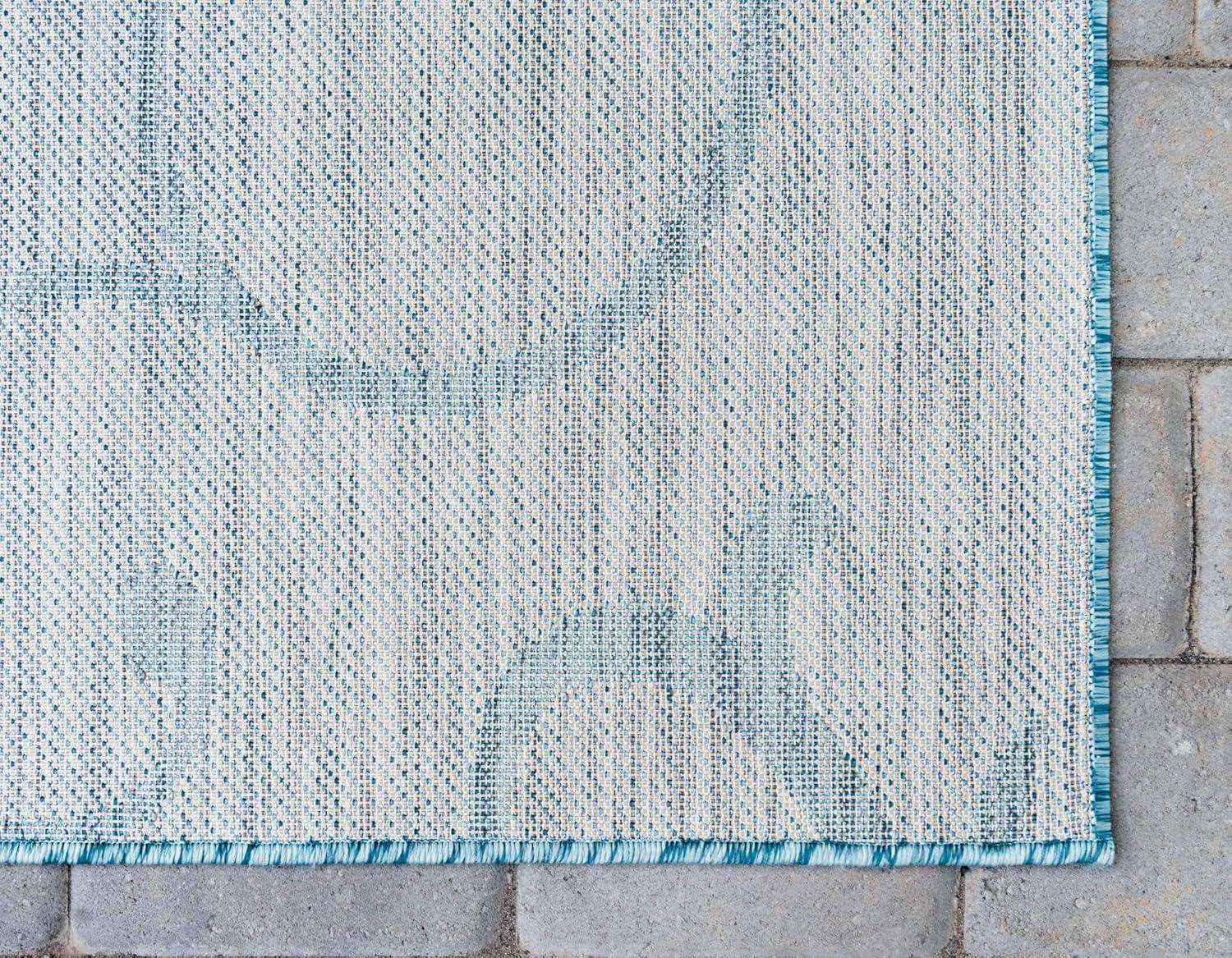 Unique Loom 6' 1 x 9' 0 Rectangle Indoor/Outdoor Botanical Light Aqua Area Rug