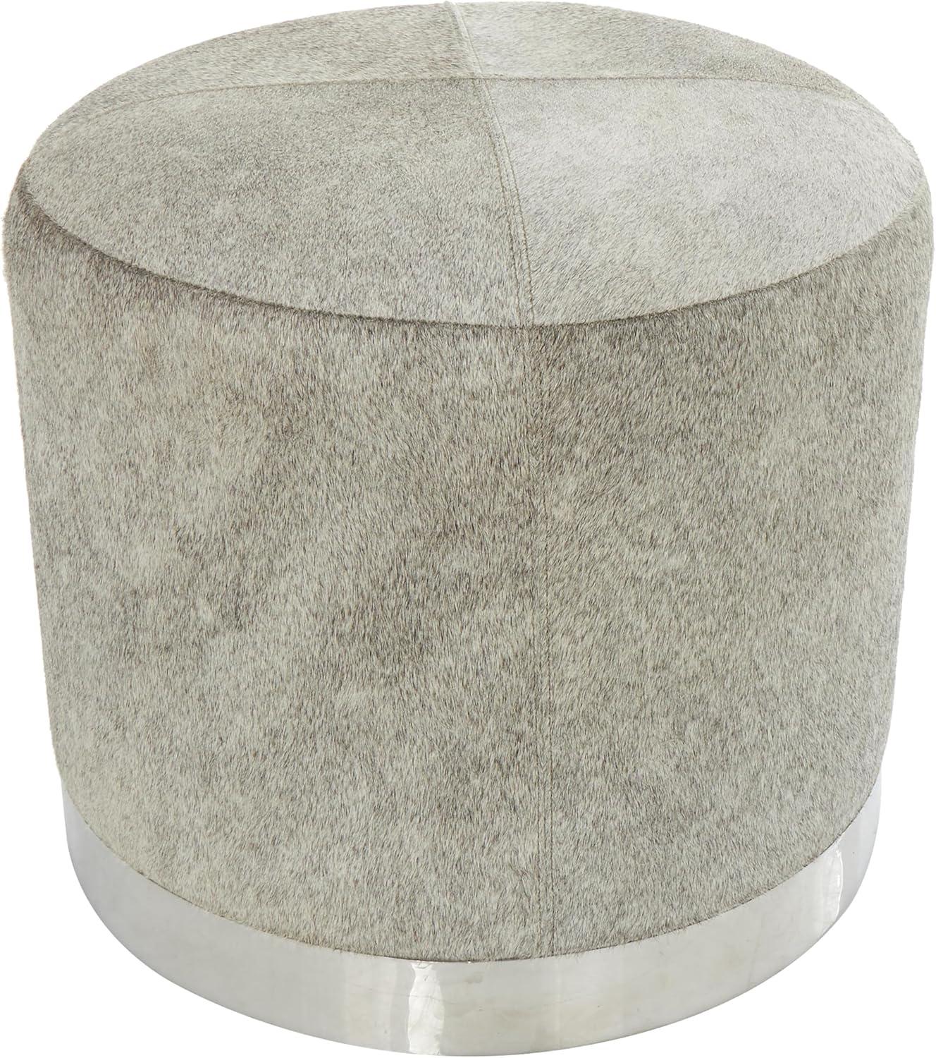 DecMode 16" x 17" Gold Leather Handmade Stool with Gold Foil Paint, 1-Piece