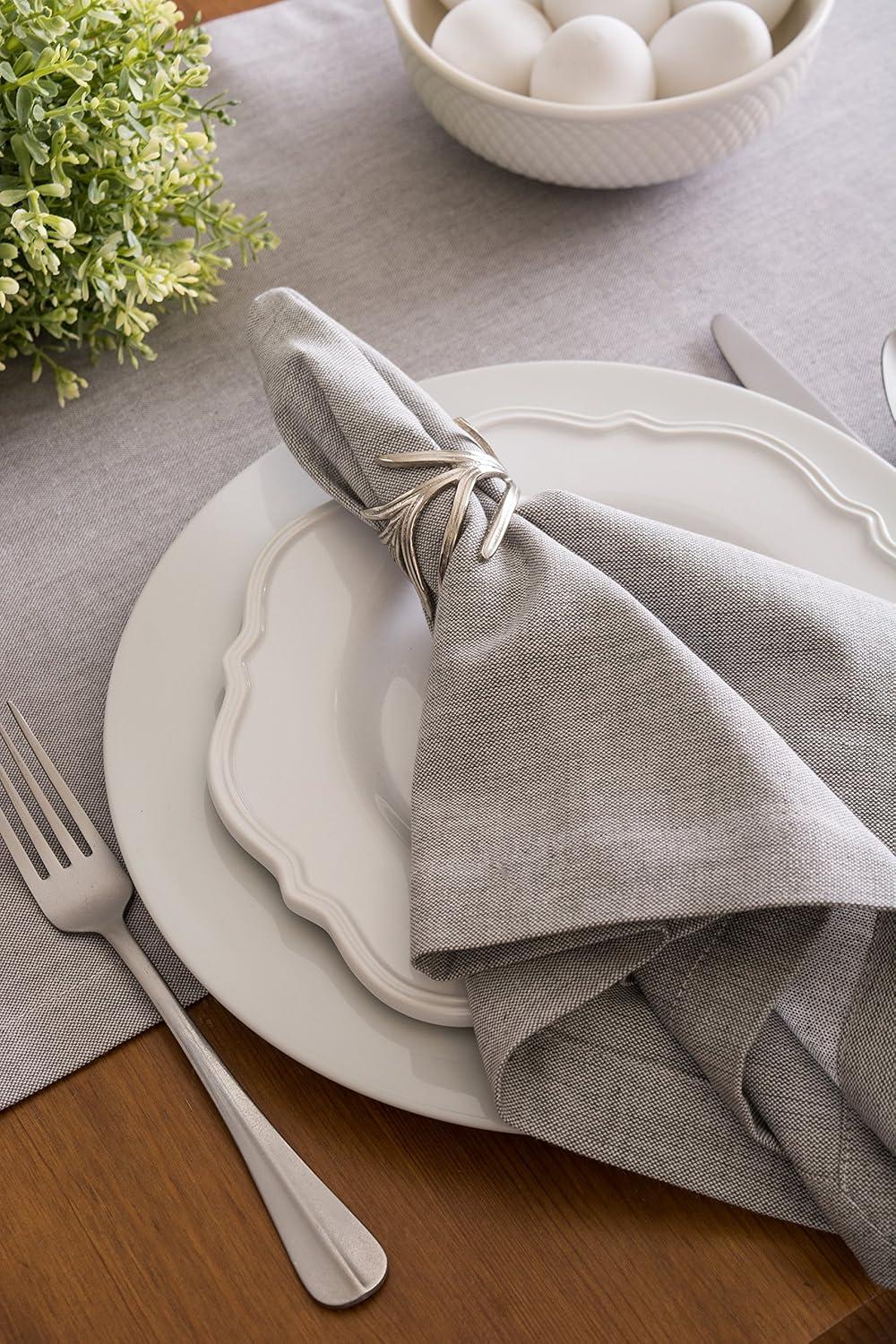 GRAY SOLID CHAMBRAY TABLE RUNNER 14x72