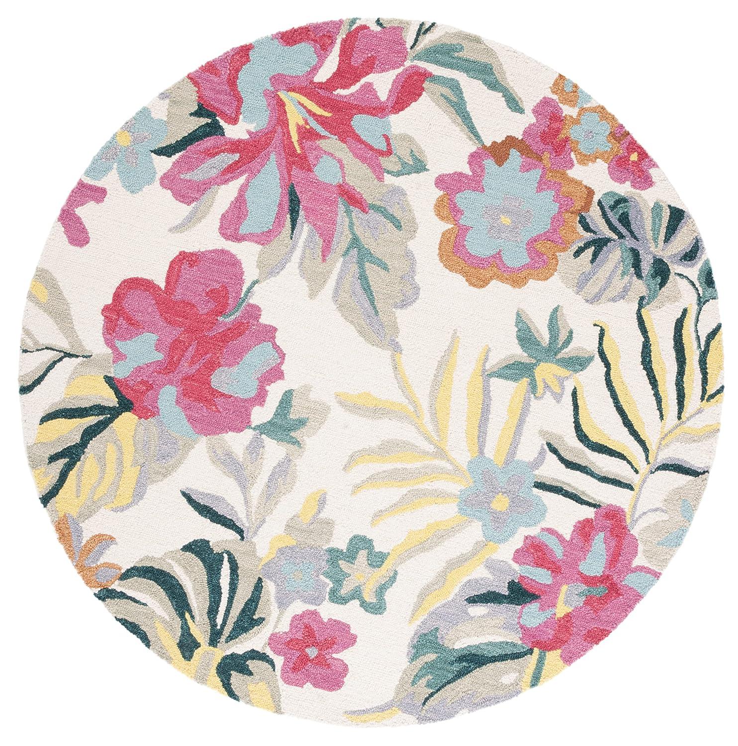 Jardin JAR151 Hand Tufted Area Rug - Ivory/Pink - 6' Round - Safavieh