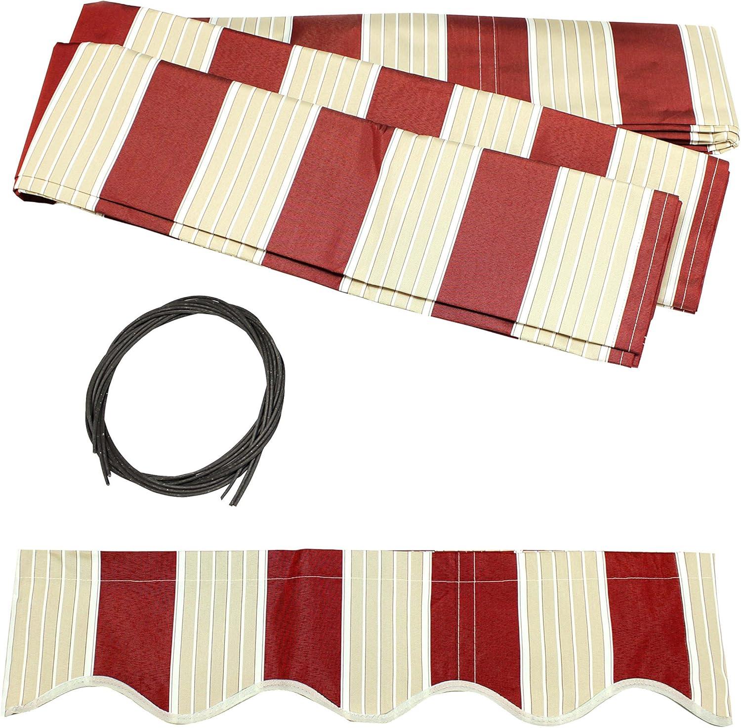 ALEKO 8'x6.5' Retractable Awning Fabric Replacement, Red and White Striped Color