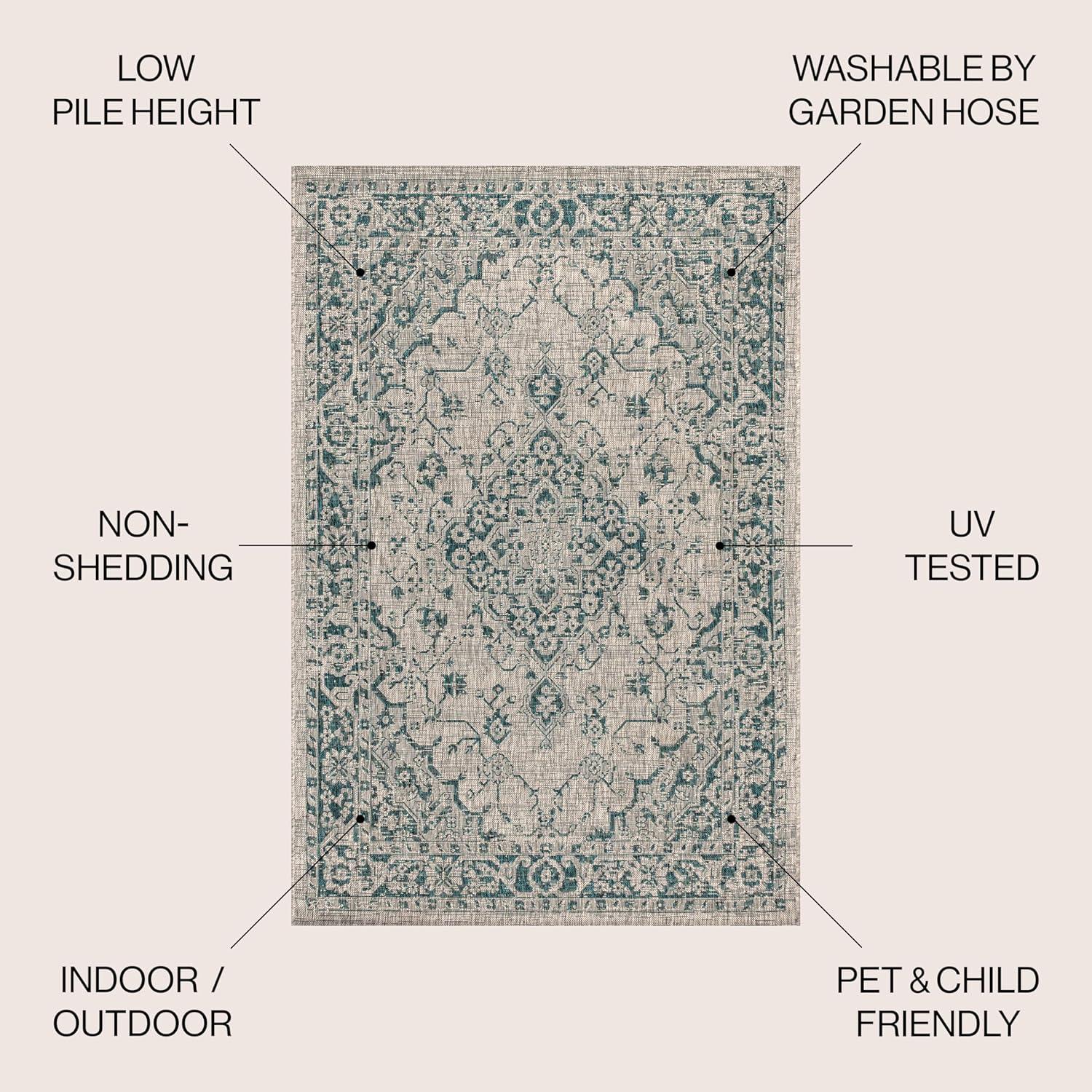 Nate Boho Medallion Textured Weave Indoor/Outdoor Rug
