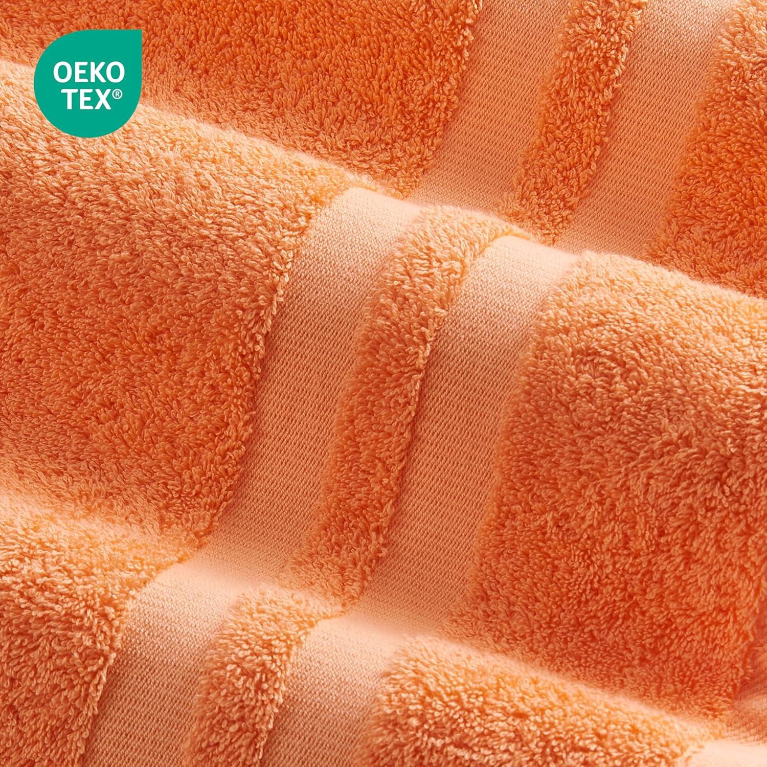 Dan River Juego de Toallas de 6 Piezas, Toalla de Baño de Algodón Suave de Secado Rápido para Gimnasio, Spa y Baño - Naranja