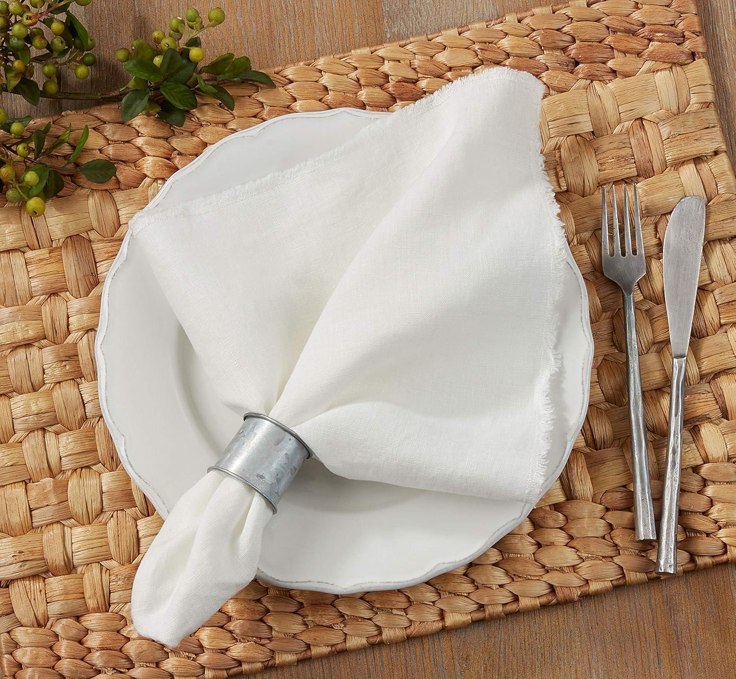 Saro Lifestyle Fringed Design Stone Washed Napkins